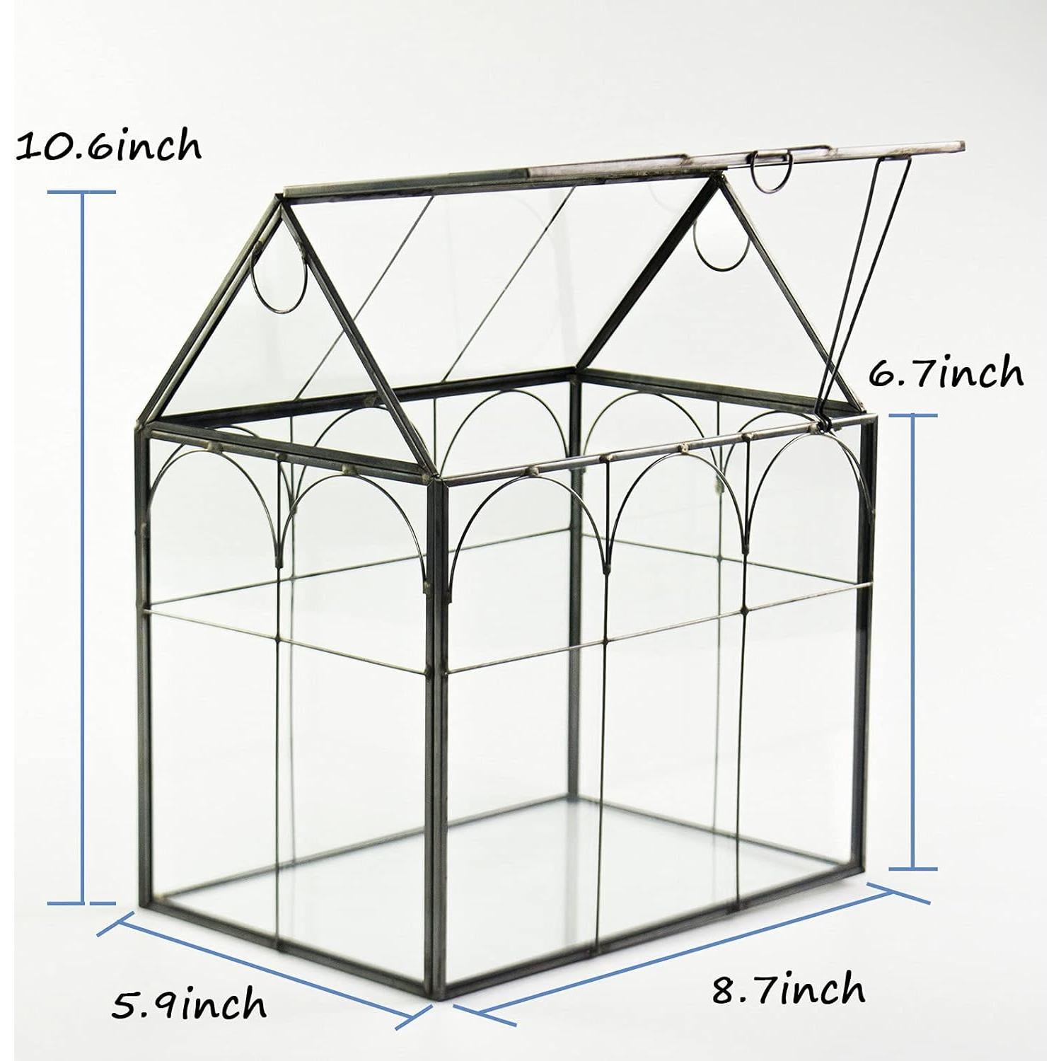 Terrario de vidrio para plantas Yimorence 22x15x26.9 cm negro