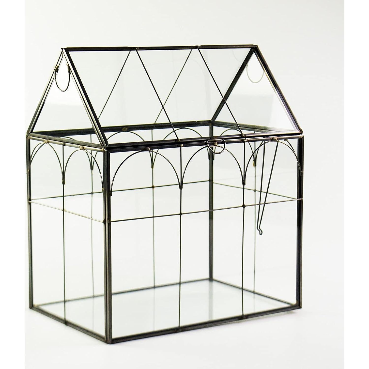 Terrario de vidrio para plantas Yimorence 22x15x26.9 cm negro