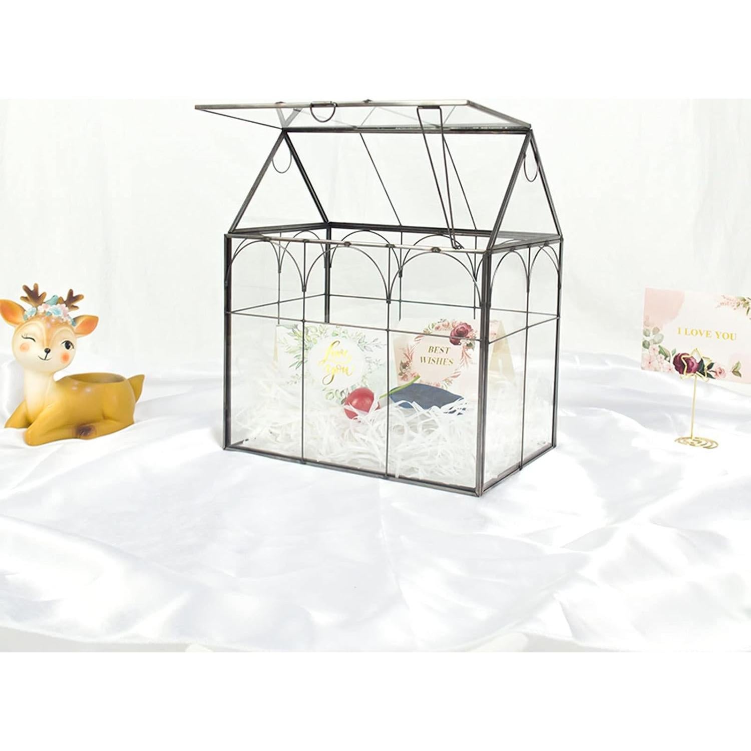 Terrario de vidrio para plantas Yimorence 22x15x26.9 cm negro