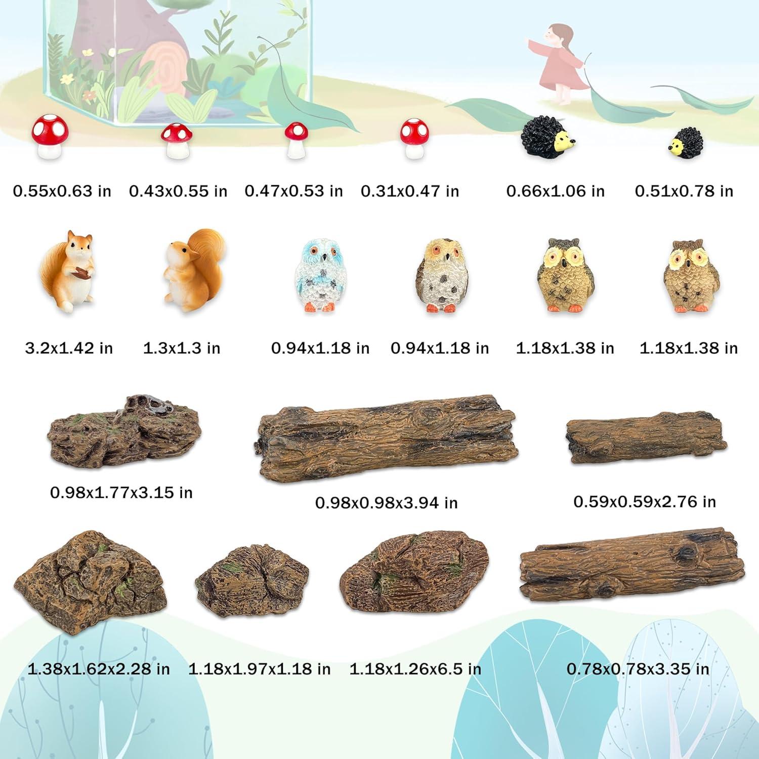 Kit de Jardín en Miniatura 36 Piezas PIVNASY para Terrarios