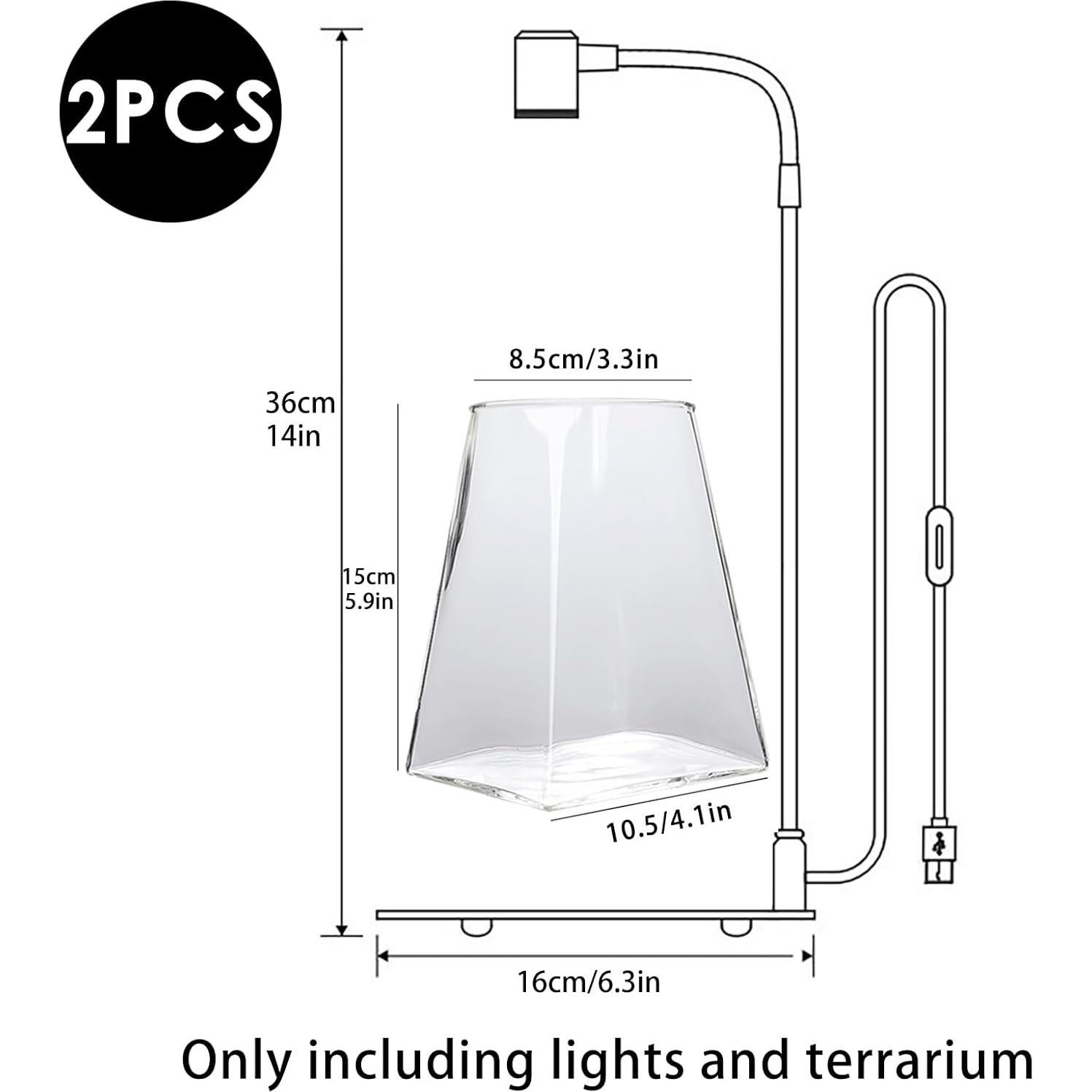 Mini Terrario de Vidrio SARUFO con Luz LED para Suculentas