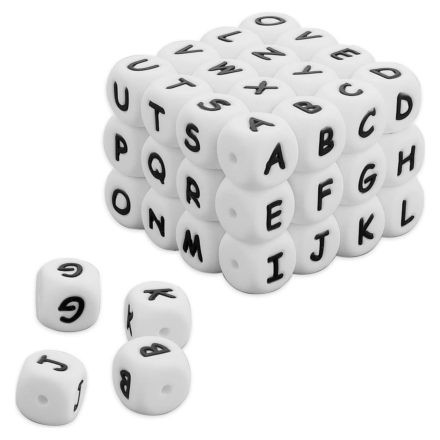 52 Perlas de Letras de Silicona Prasacco 12mm para Joyería