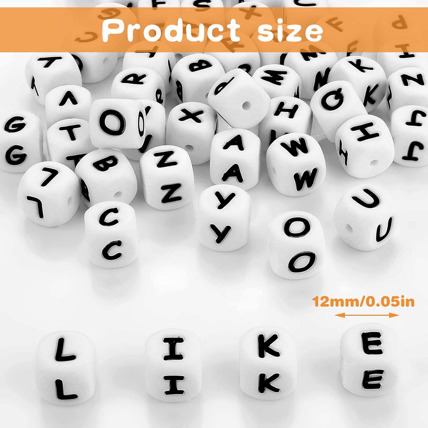 52 Perlas de Letras de Silicona Prasacco 12mm para Joyería
