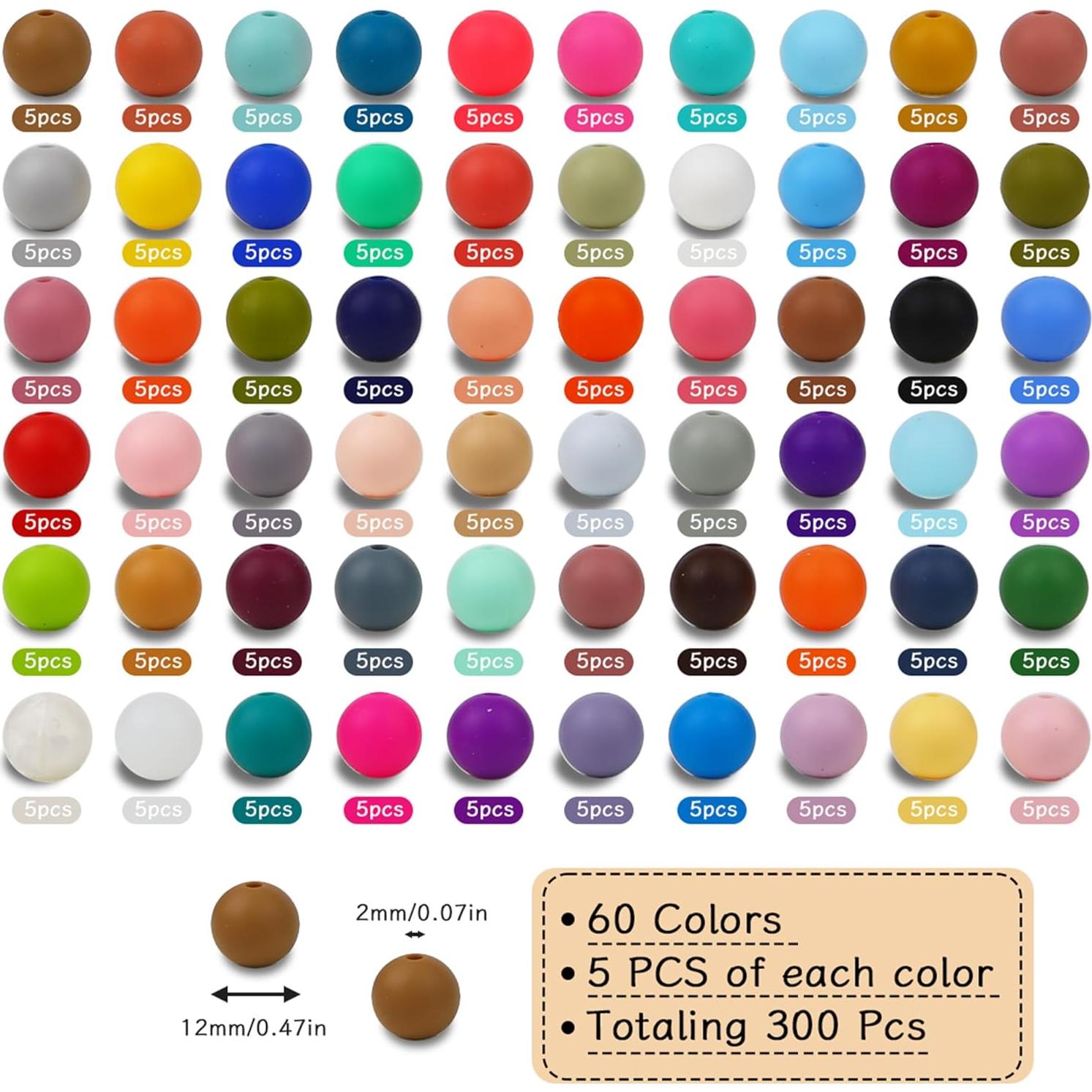 300 Perlas de Silicona CFKEMZY para Manualidades DIY 60 Colores