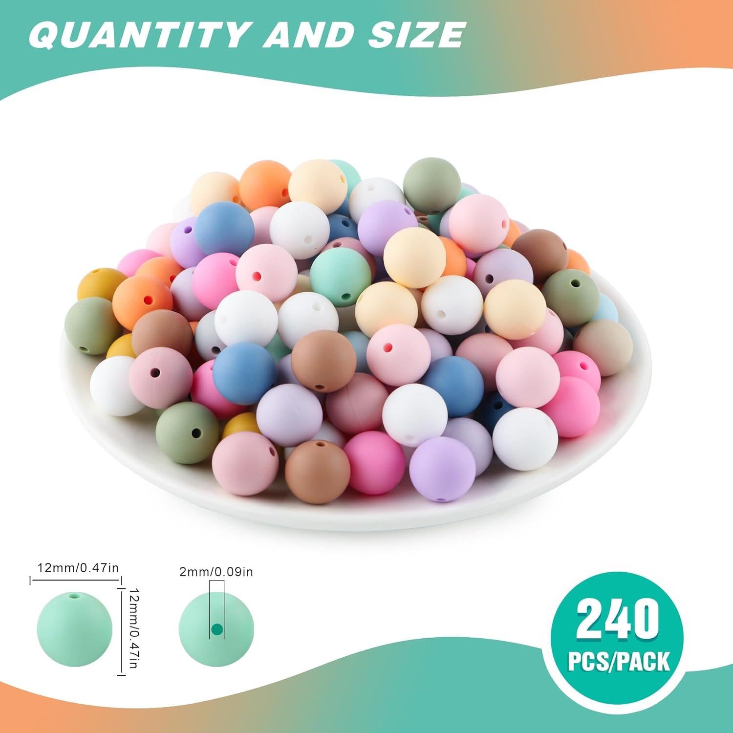 Perlas de Silicona 12mm Sunrony 240 Pcs Multicolor DIY