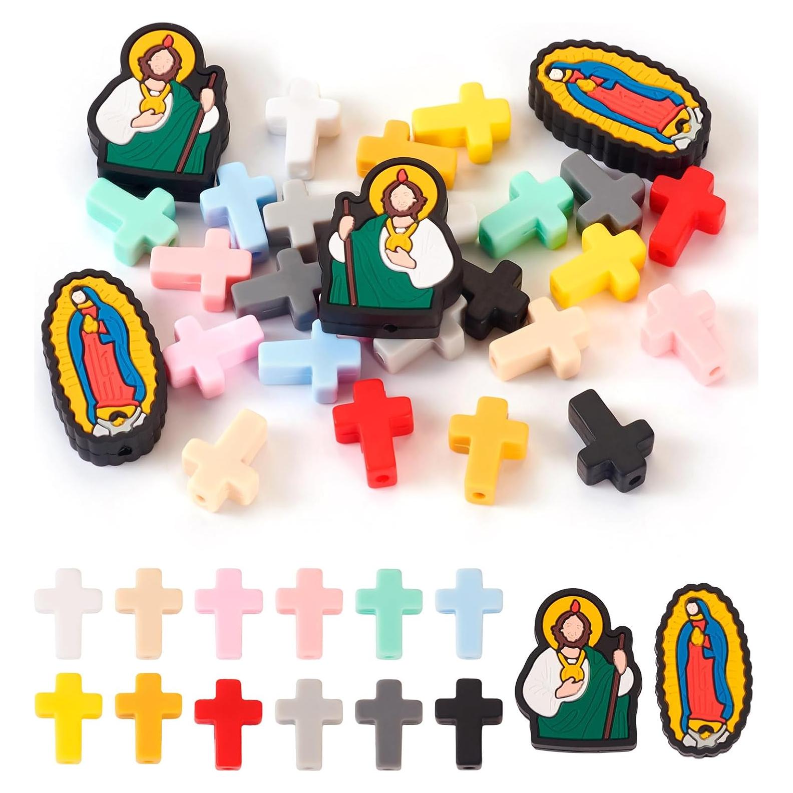 28 Piezas Perlas de Silicona Religiosas Spritewelry DIY