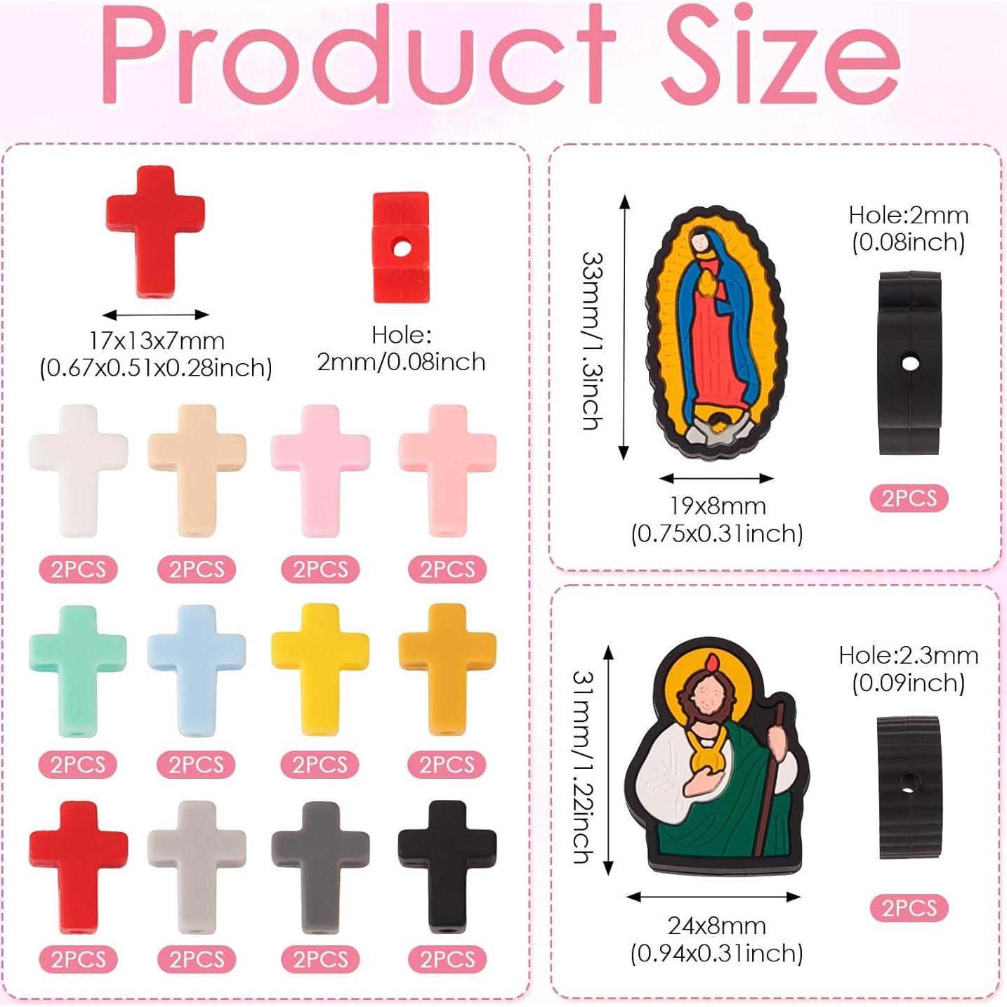 28 Piezas Perlas de Silicona Religiosas Spritewelry DIY
