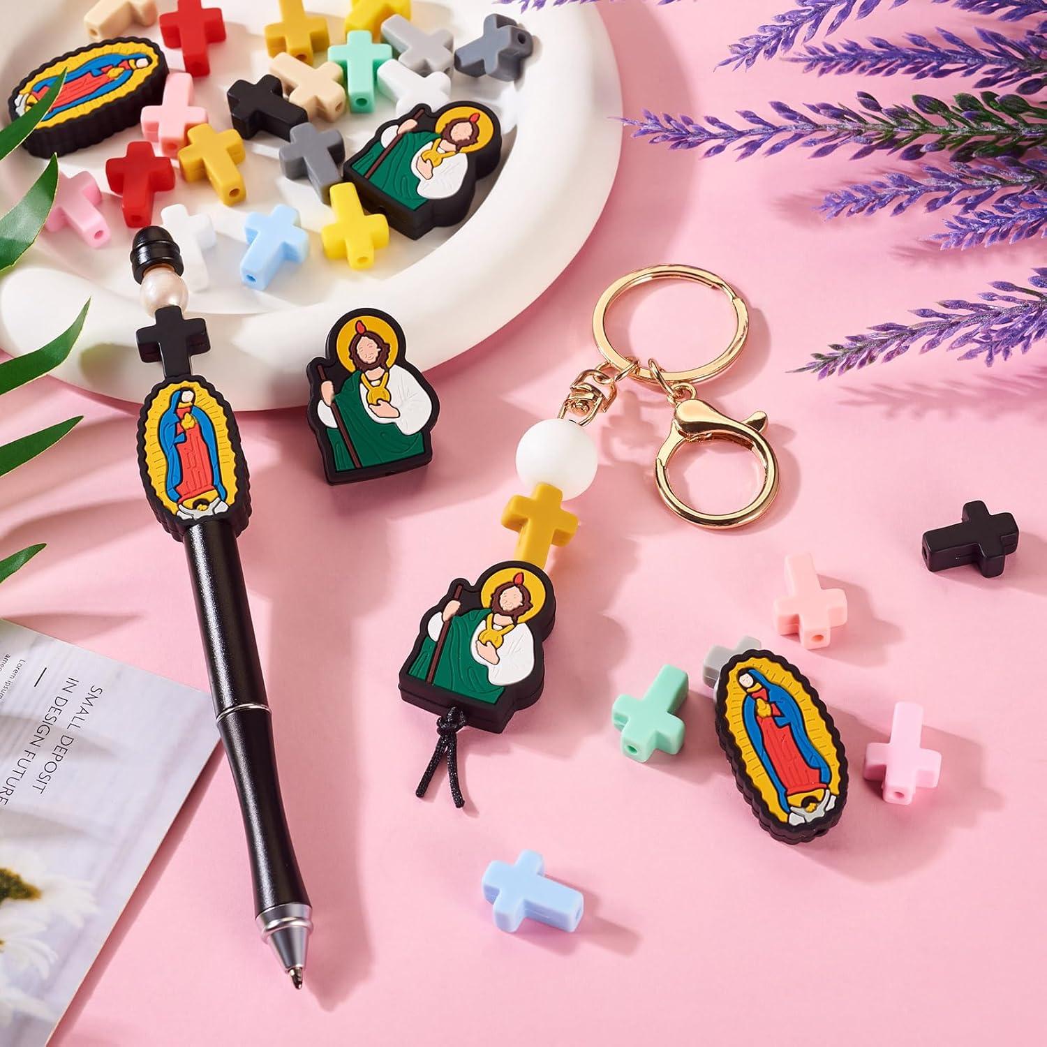 28 Piezas Perlas de Silicona Religiosas Spritewelry DIY