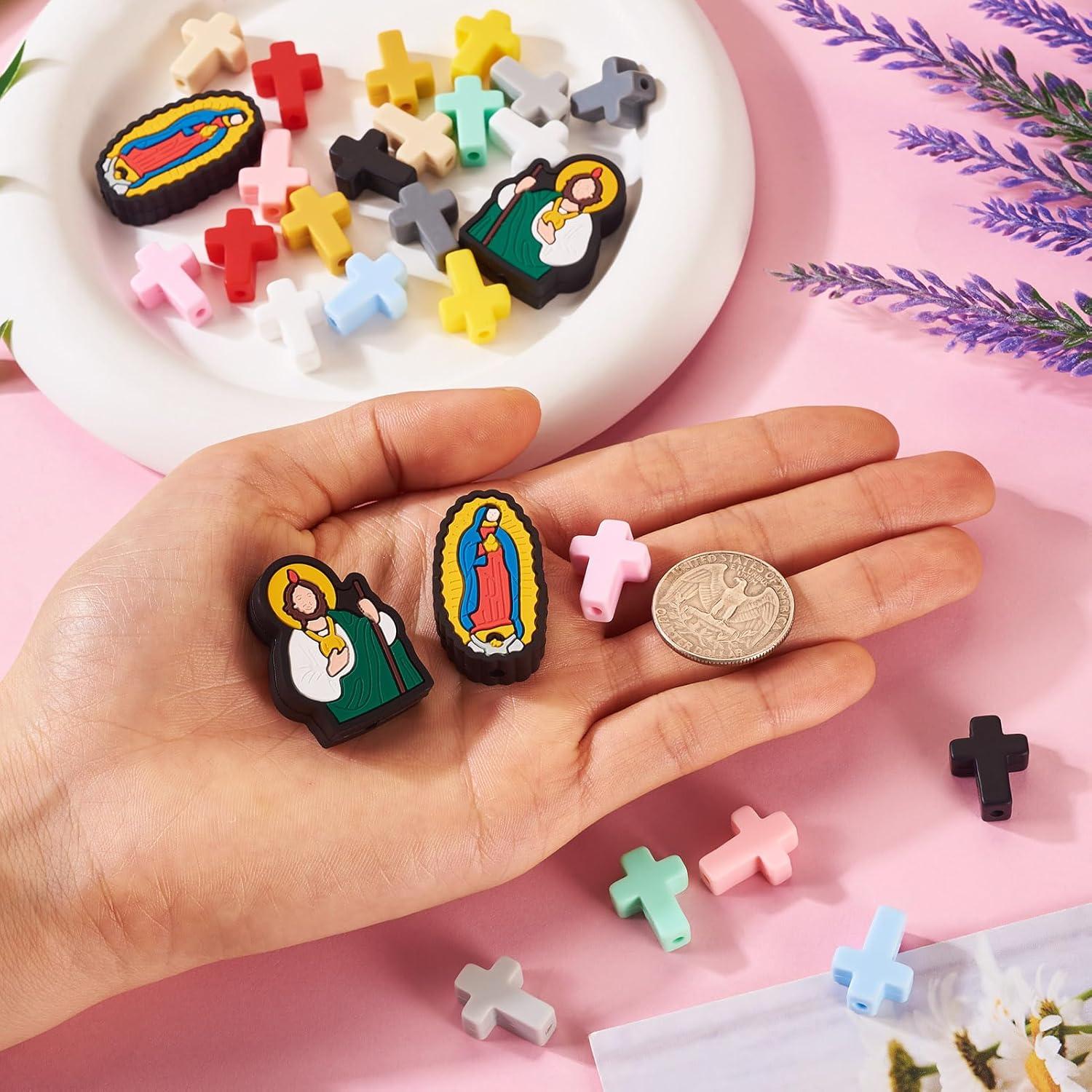 28 Piezas Perlas de Silicona Religiosas Spritewelry DIY