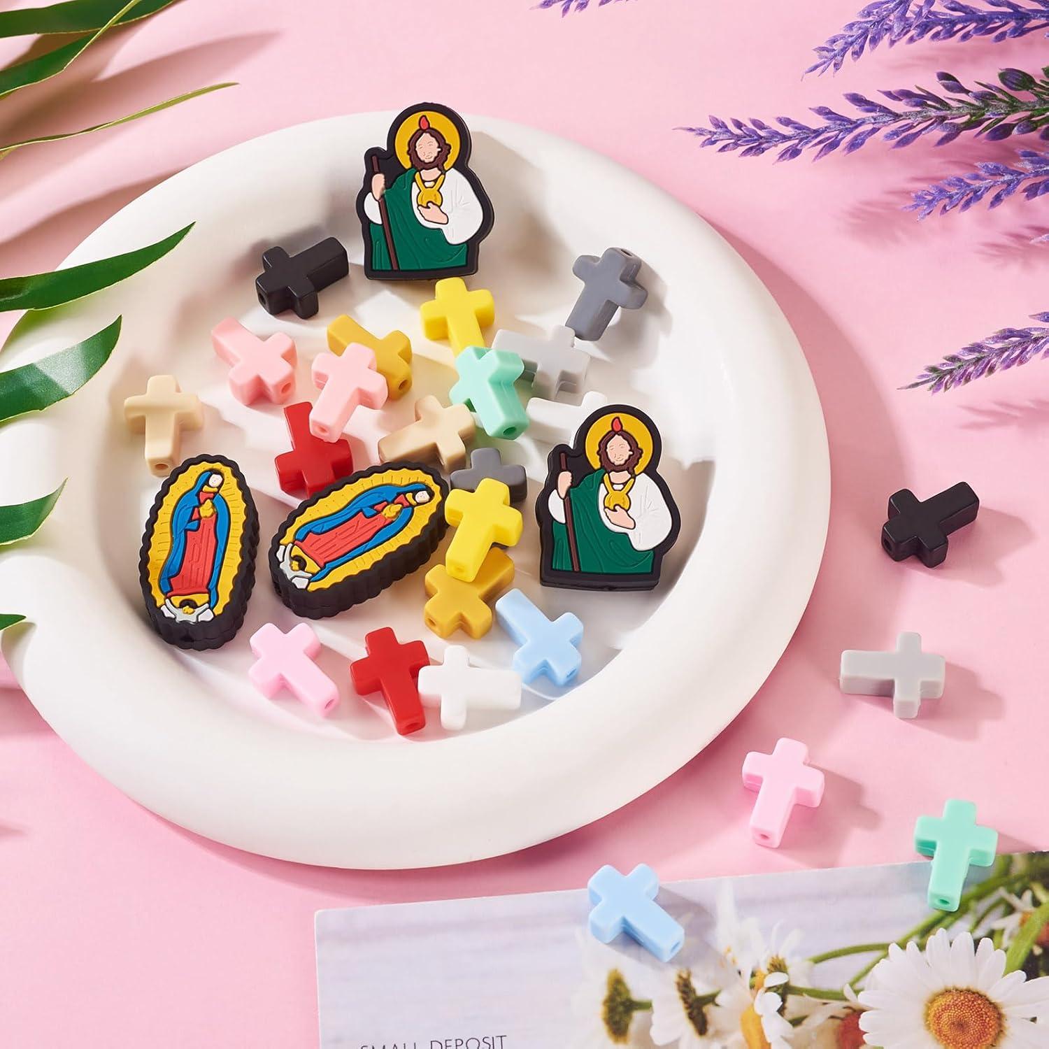 28 Piezas Perlas de Silicona Religiosas Spritewelry DIY