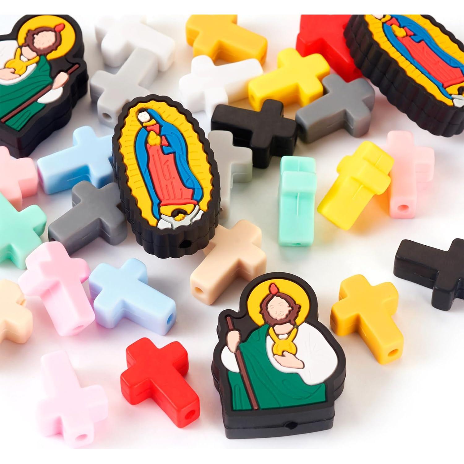28 Piezas Perlas de Silicona Religiosas Spritewelry DIY