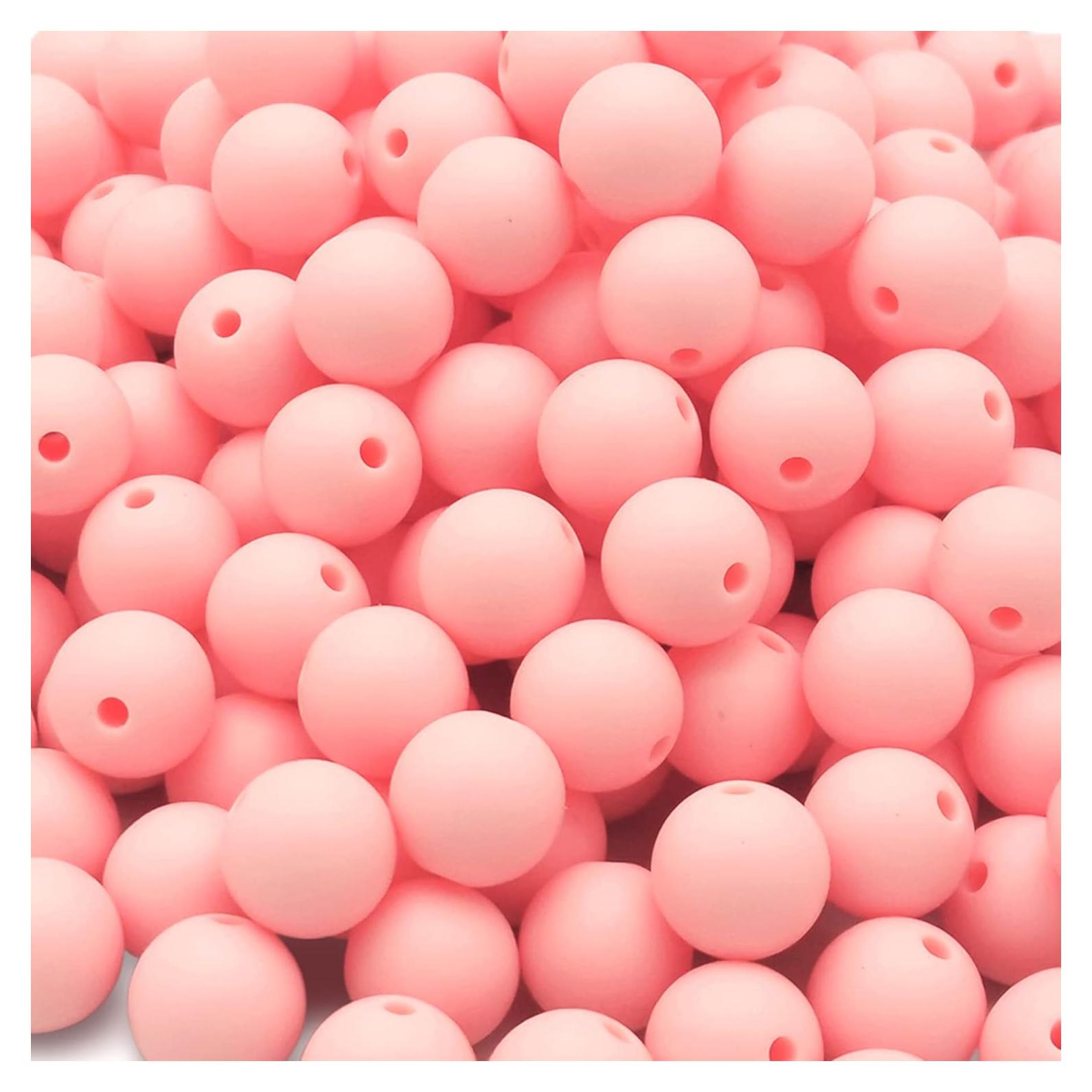 Perlas de Silicona Rosa 12mm DIYOMR - 100 Piezas para Manualidades