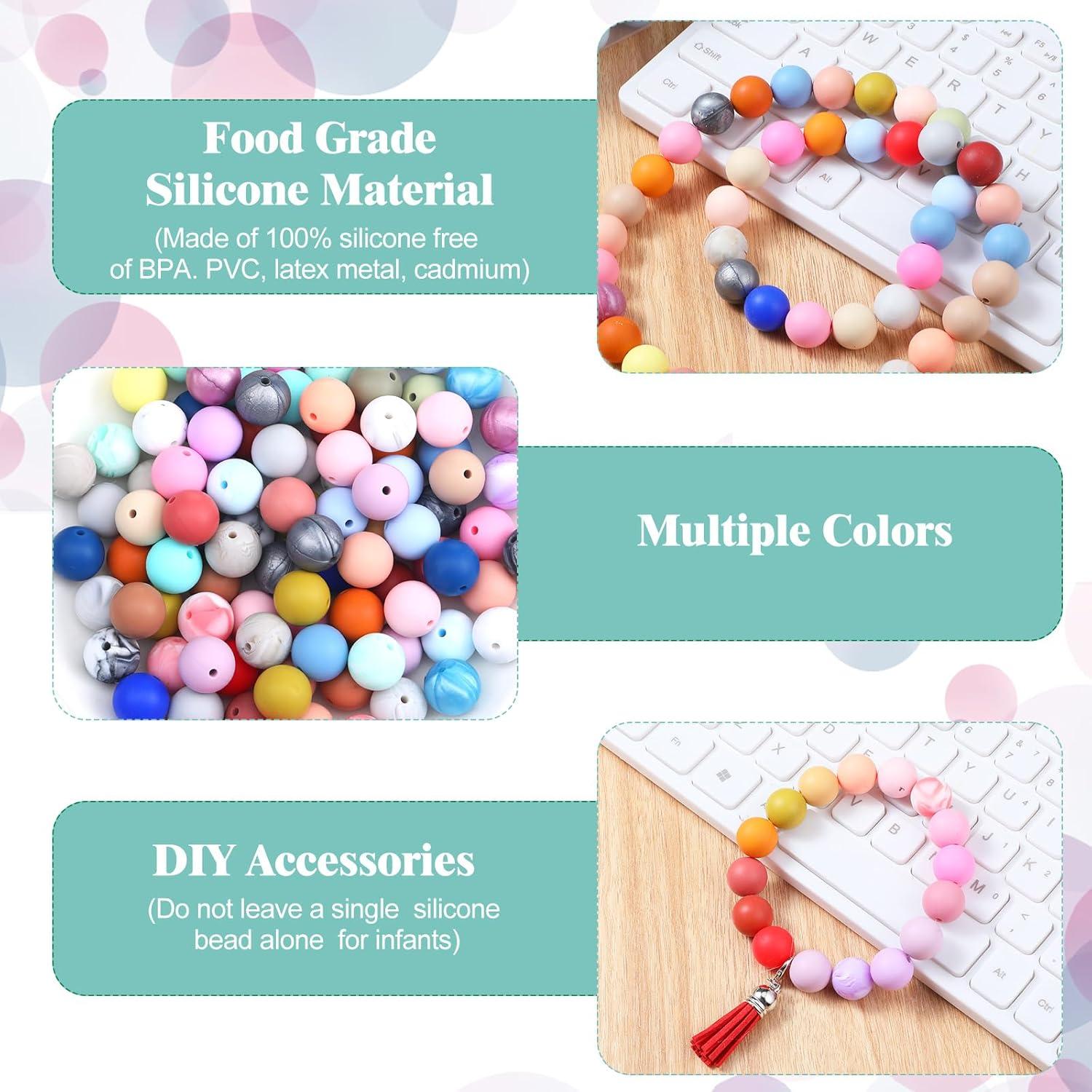 Lyrow 500 Perlas de Silicona Coloridas 15 mm para Manualidades