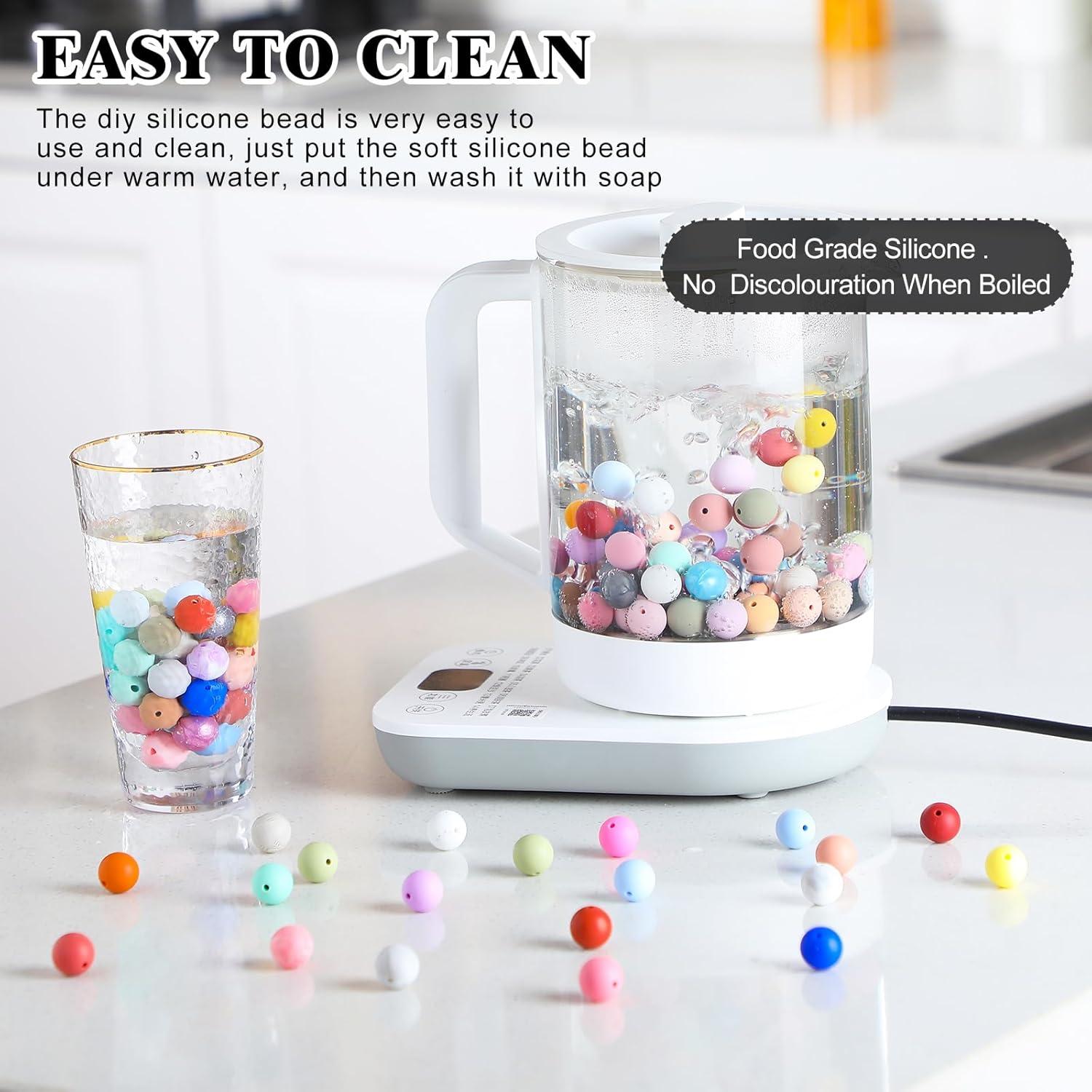 Lyrow 500 Perlas de Silicona Coloridas 15 mm para Manualidades