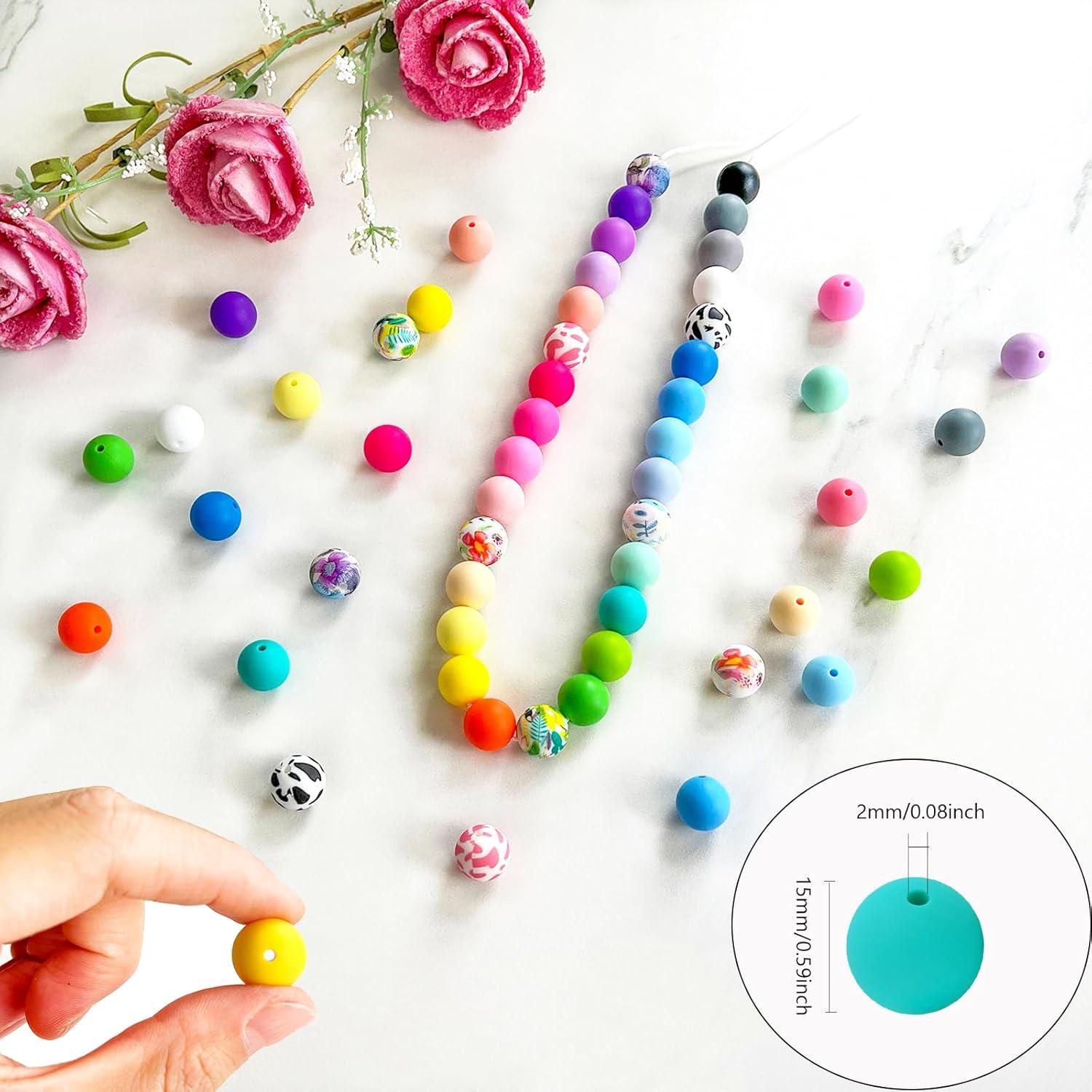300 Perlas de Silicona JEBBO 15mm en 30 Colores para DIY