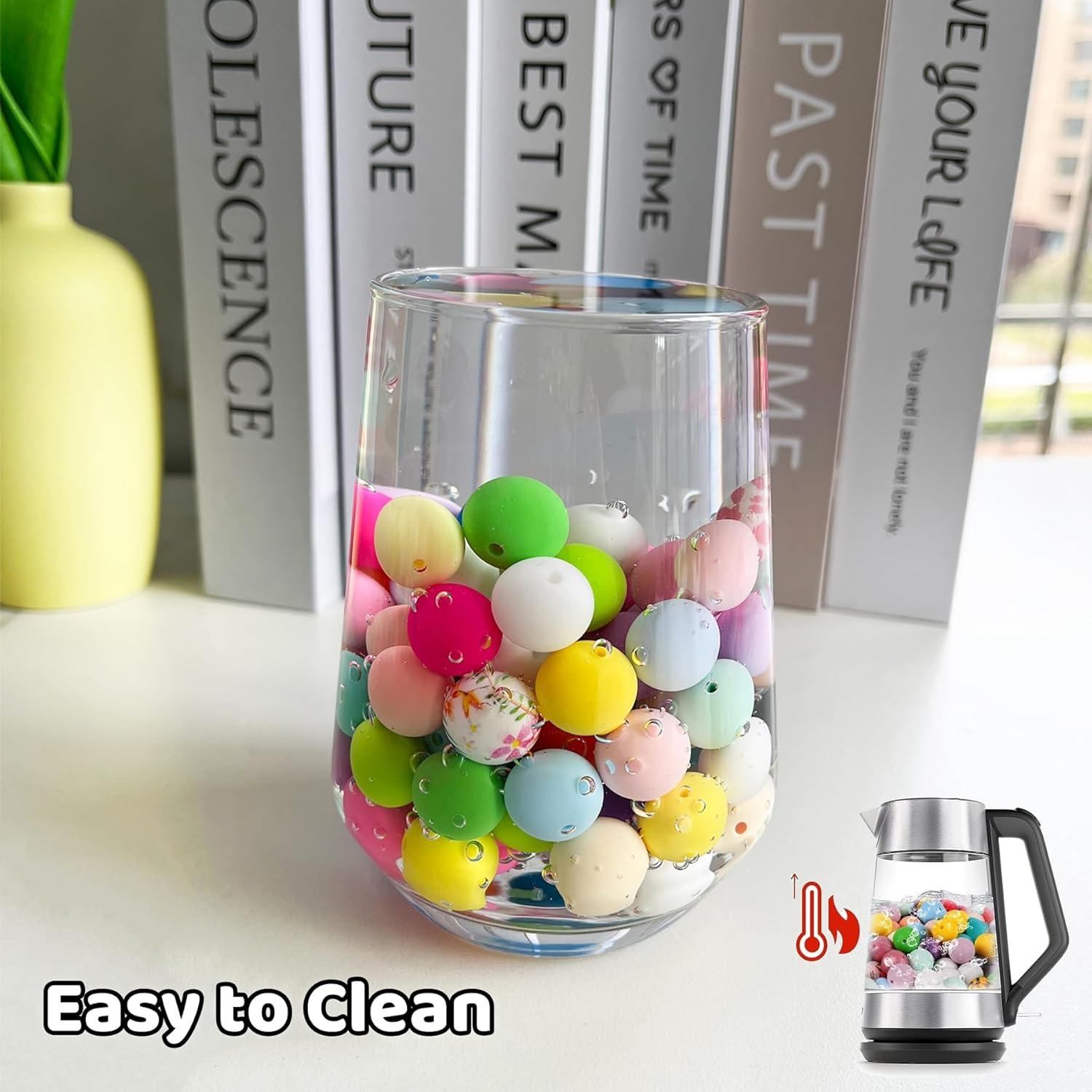 300 Perlas de Silicona JEBBO 15mm en 30 Colores para DIY