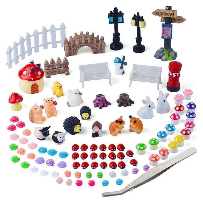 Kit 100 Accesorios de Jardín de Hadas Miniatura Zealor