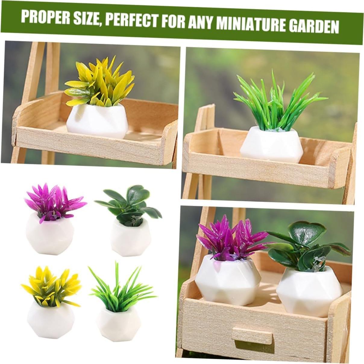 Conjunto 4PCS Mini Plantas Suculentas Resina WinldMonmo