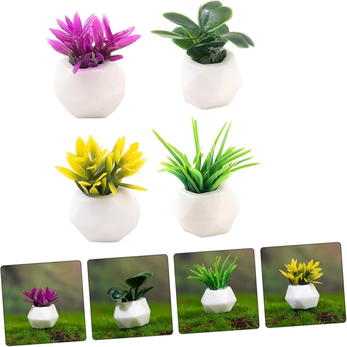 Conjunto 4PCS Mini Plantas Suculentas Resina WinldMonmo
