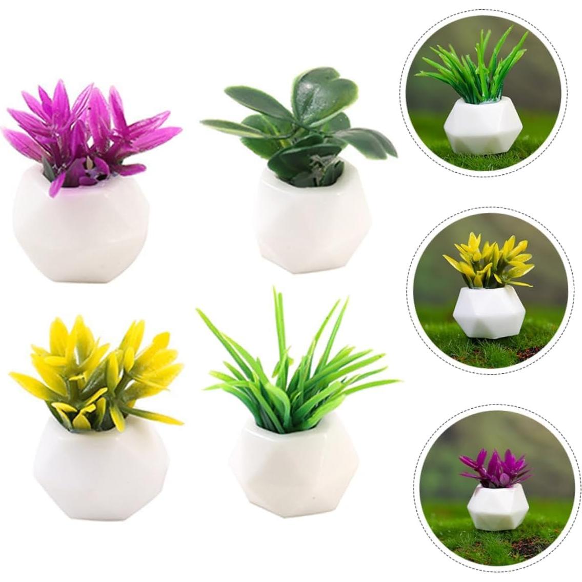 Conjunto 4PCS Mini Plantas Suculentas Resina WinldMonmo