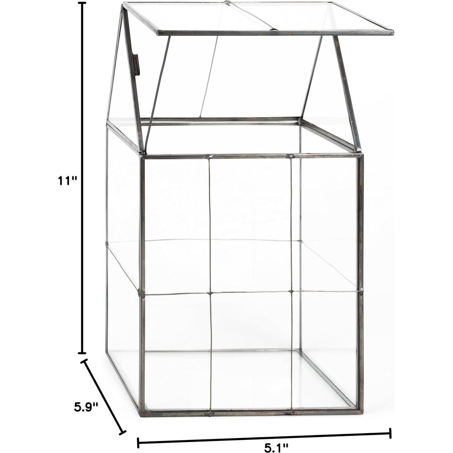 Terrario Geométrico de Vidrio D'Eco 15x12.7x28 cm - Techo Abatible
