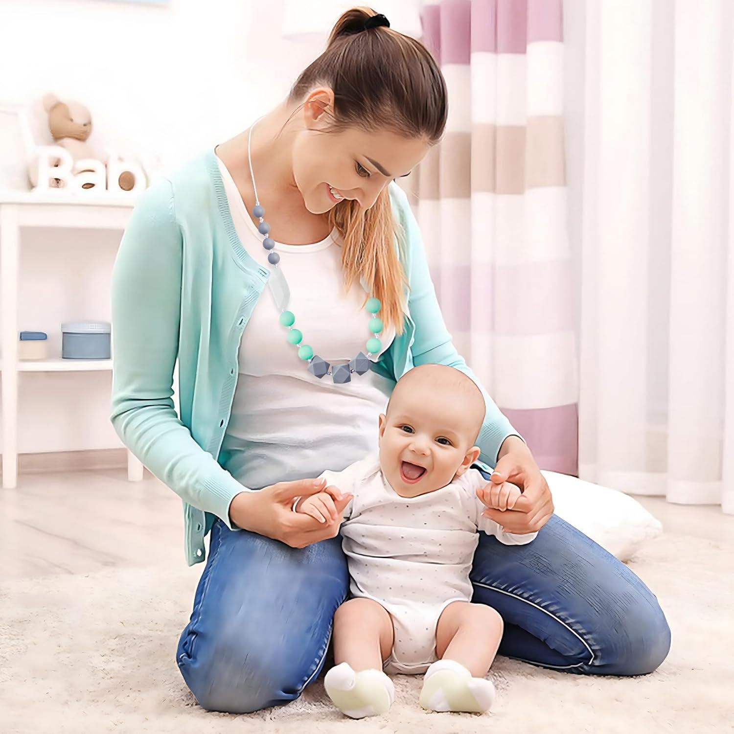 Collares de Dentición para Bebés 2PCS - Silicona Verde Gris Negro