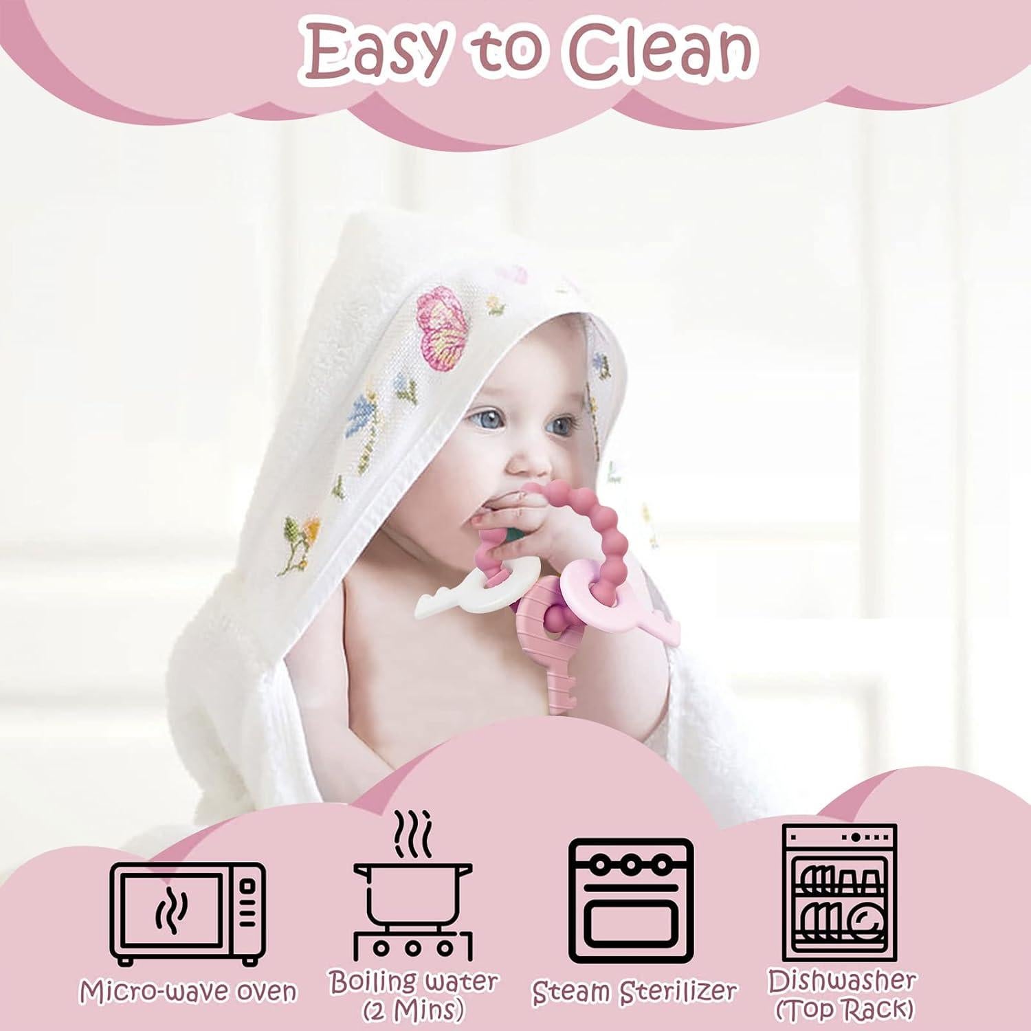 Llaves de Dentición YAPROMO para Bebés 3-18 Meses Silicona BPA Free