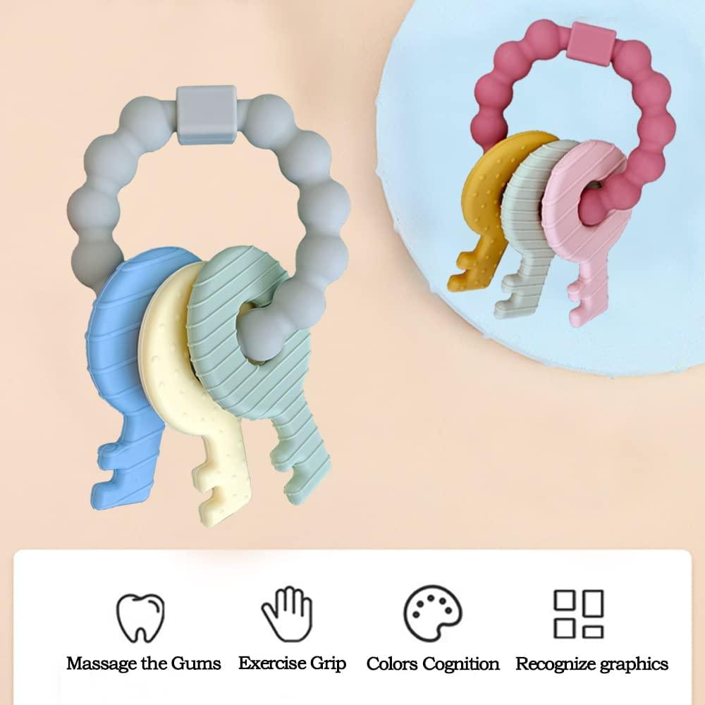 Llaves de Dentición para Bebés de Silicona - Alivio BPA Gris