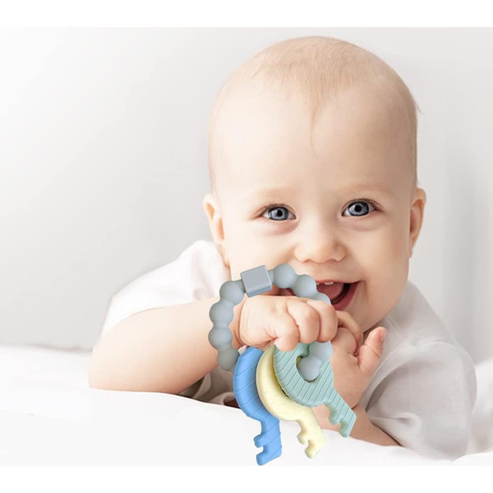 Llaves de Dentición para Bebés de Silicona - Alivio BPA Gris
