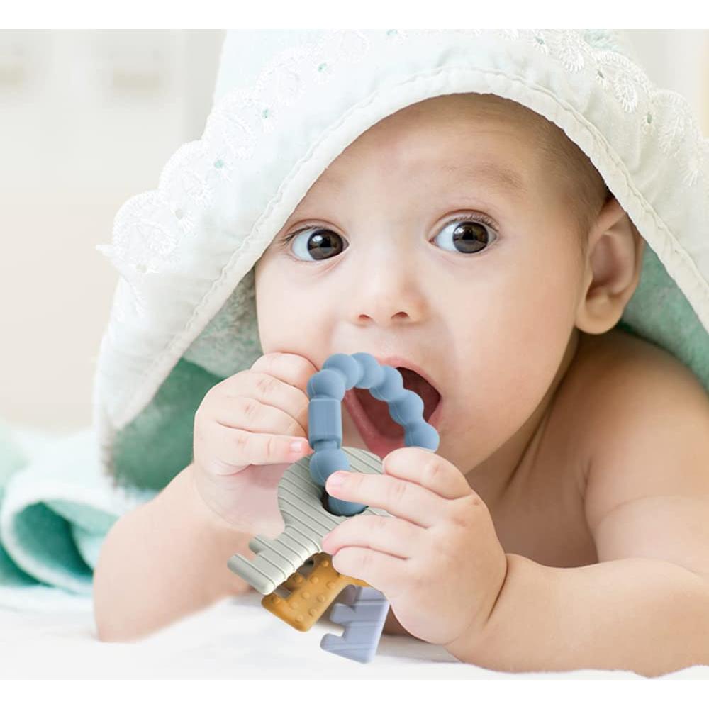 Llaves de Dentición para Bebés de Silicona - Alivio BPA Gris