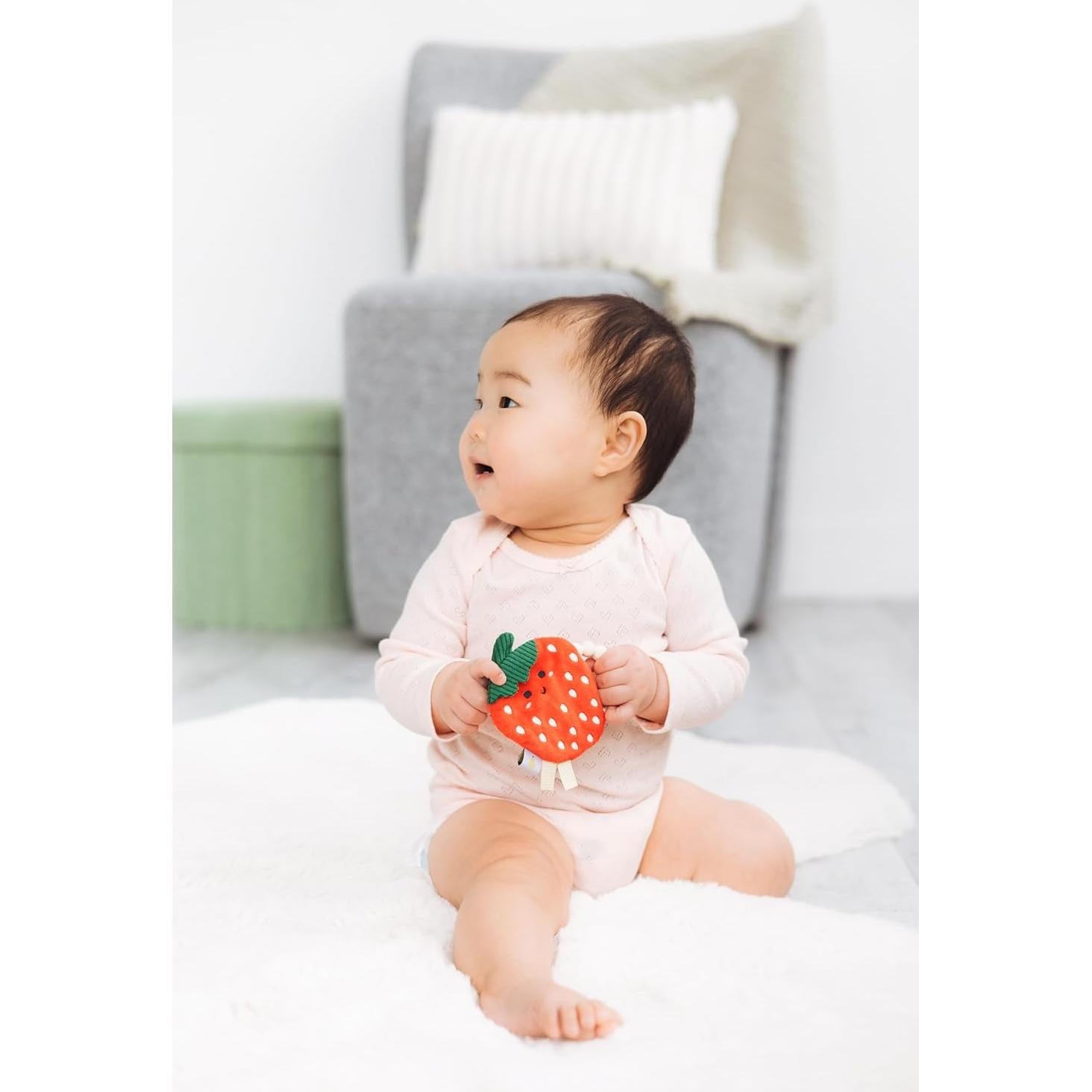 Mordedor de Fresa Crinkle Pearhead para Bebés 0m+, Silicona BPA Free