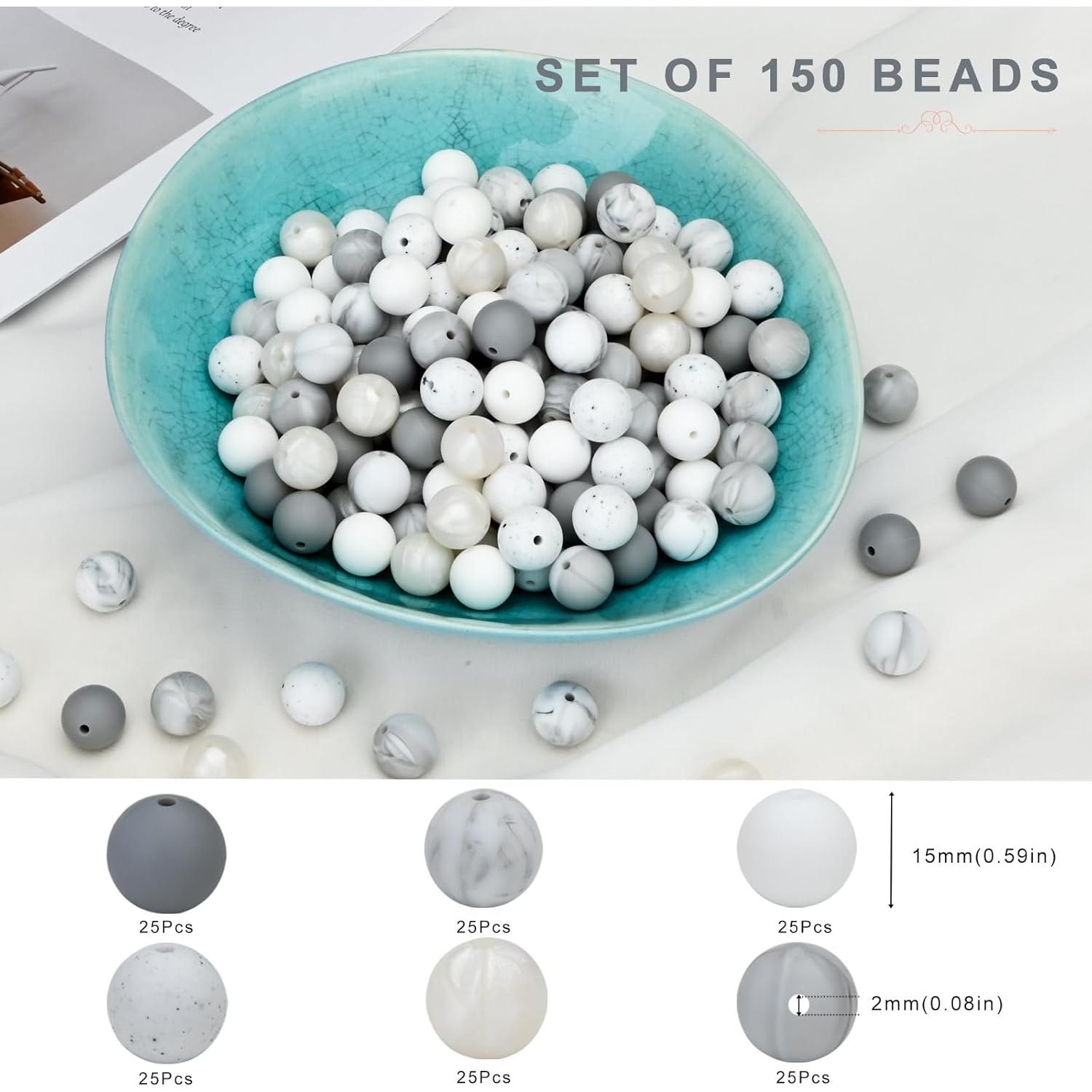 Perlas de Silicona 15mm U-LIAN 150 Pcs Mezcla de Colores