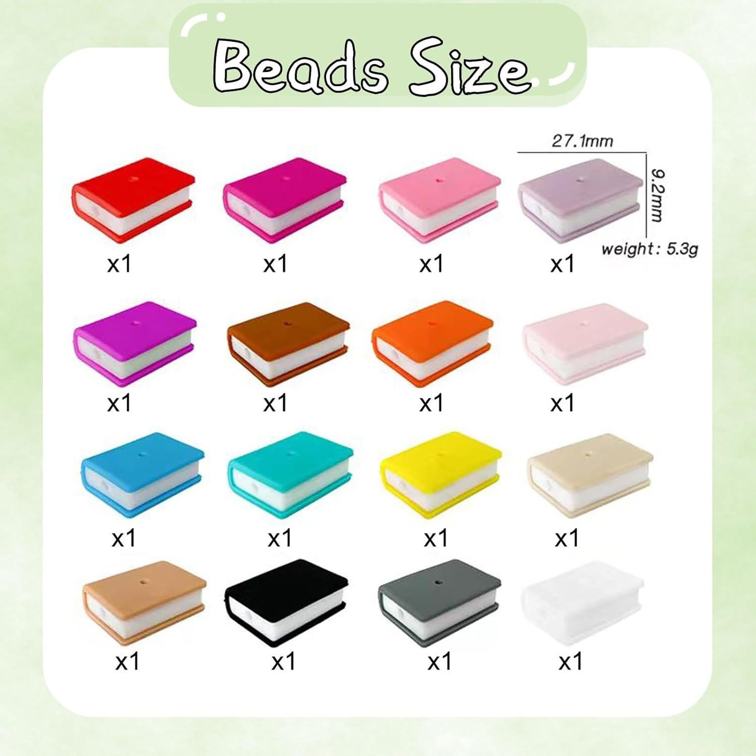 Perlas de Silicona KJMYYXGS en Forma de Libro - 16 Piezas