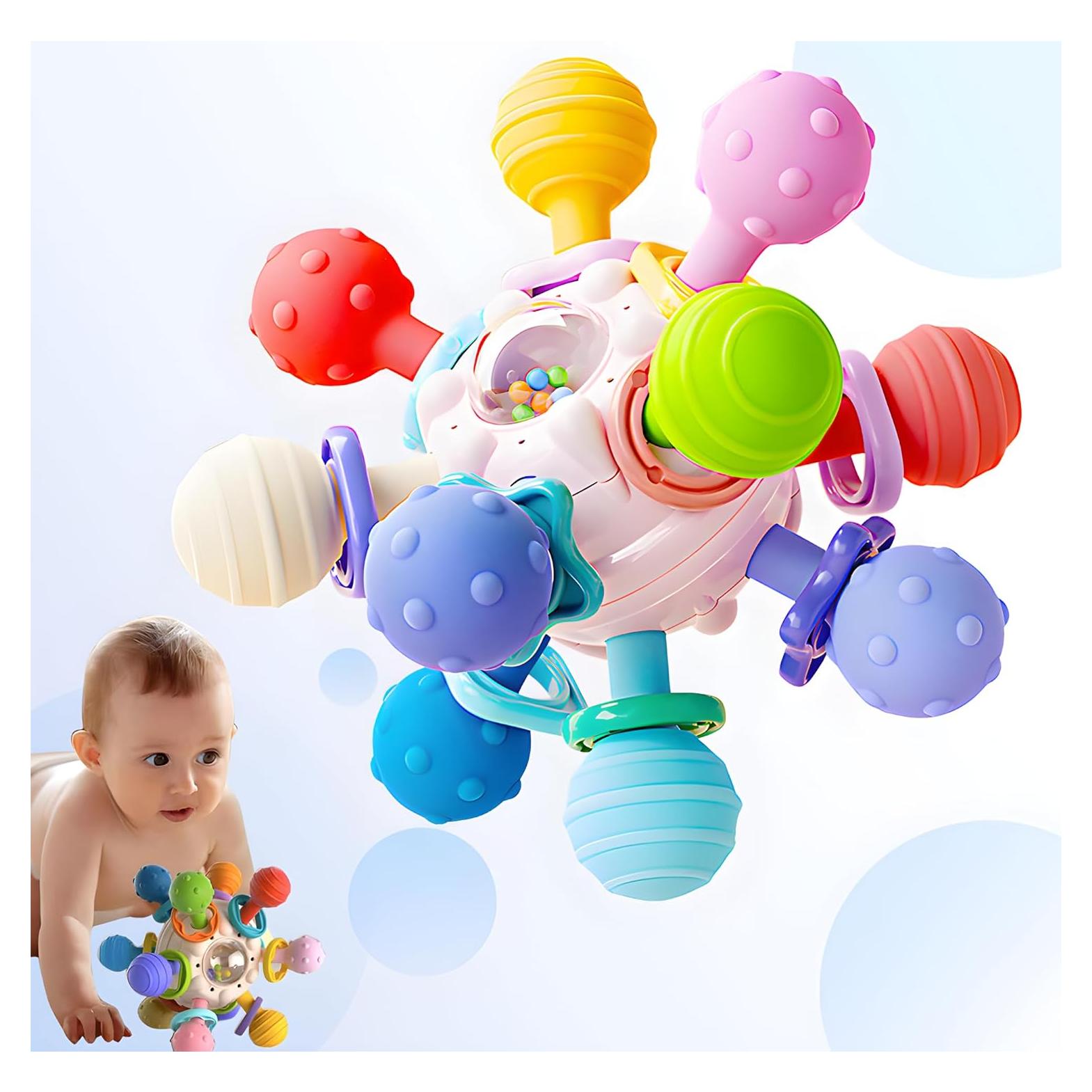 Juguete de Dentición Sensory FEISFZHU Rosa - Sonajero Montessori 0-18 Meses