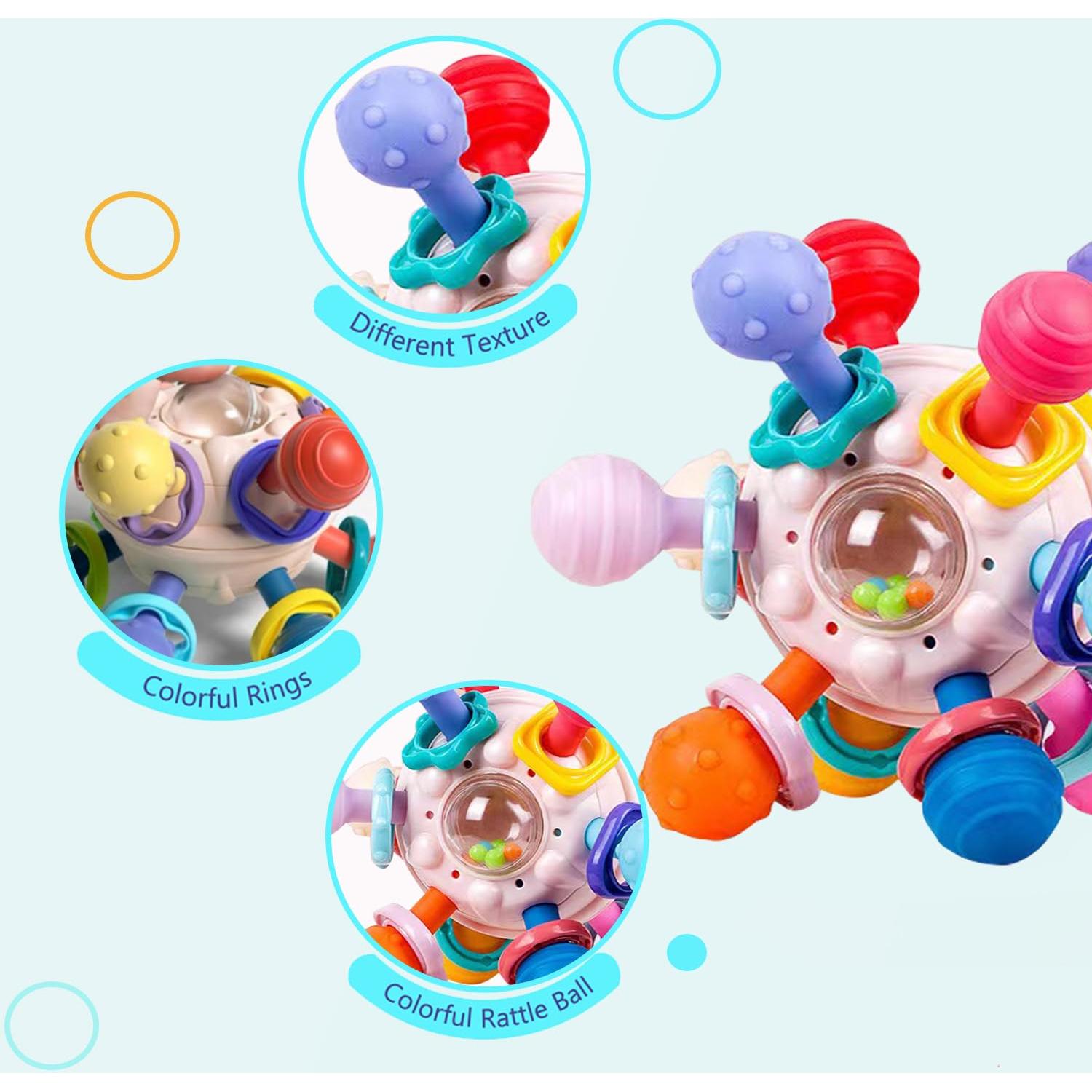 Juguete de Dentición Sensory FEISFZHU Rosa - Sonajero Montessori 0-18 Meses