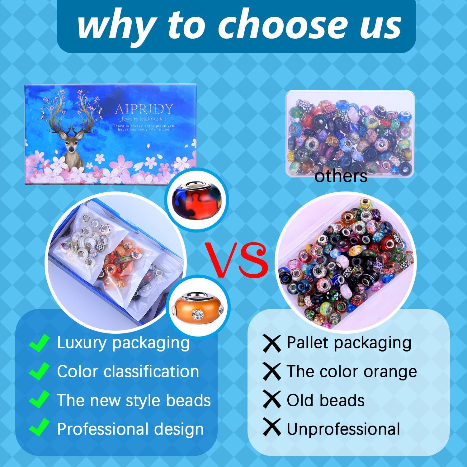 Conjunto de cuentas de gran agujero Aipridy 200 Piezas Arcoíris