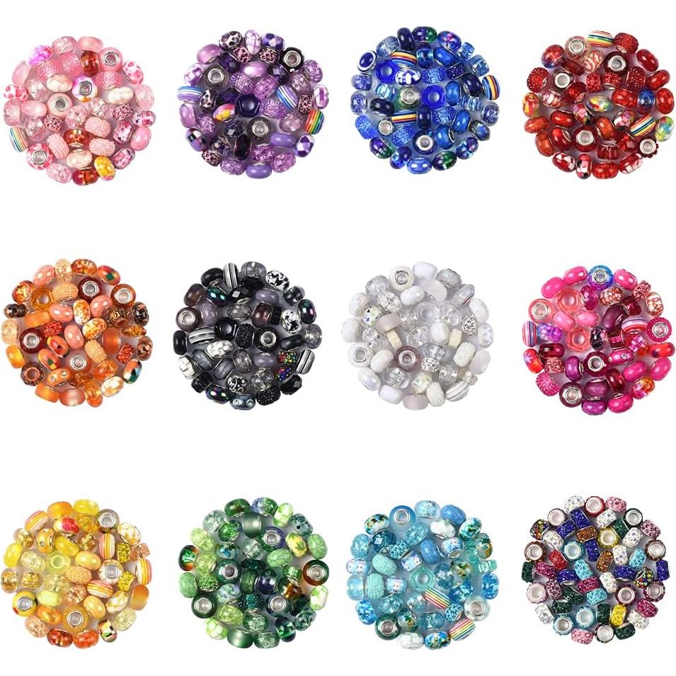 Conjunto de cuentas de gran agujero Aipridy 200 Piezas Arcoíris
