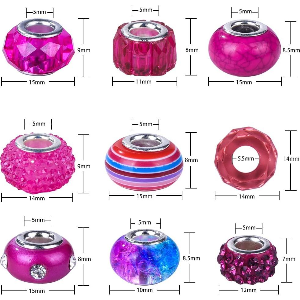 Conjunto de cuentas de gran agujero Aipridy 200 Piezas Arcoíris