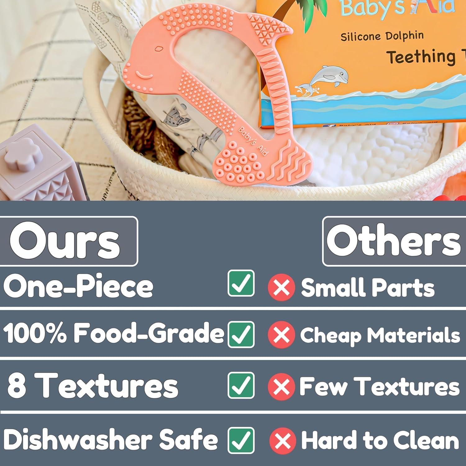 Mordedor de Dentición Delfín Silicona 100% Libre BPA 3M+