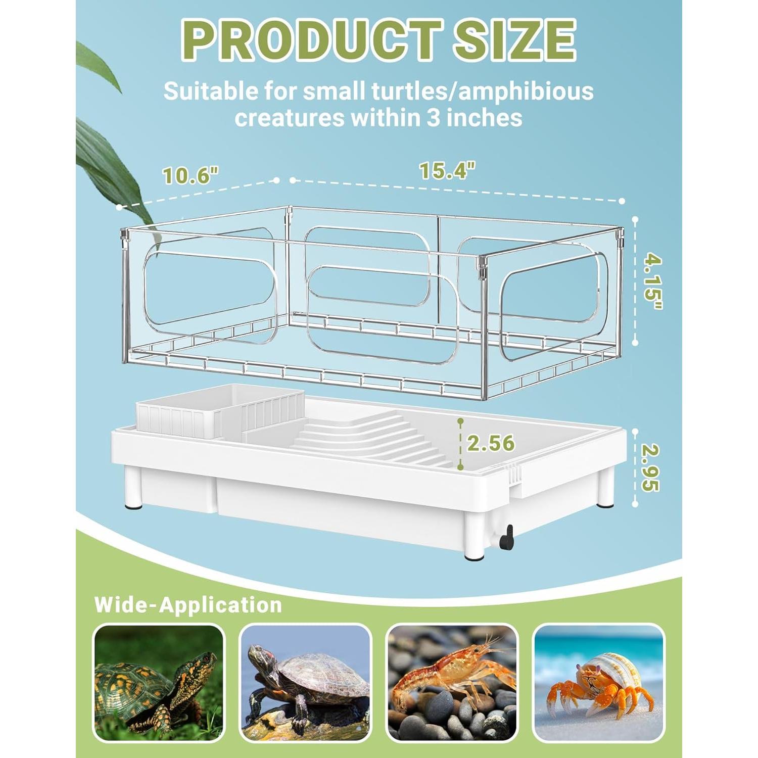 Acuario para Tortugas GOZILLA 39.1x26.9x18 cm Acrílico