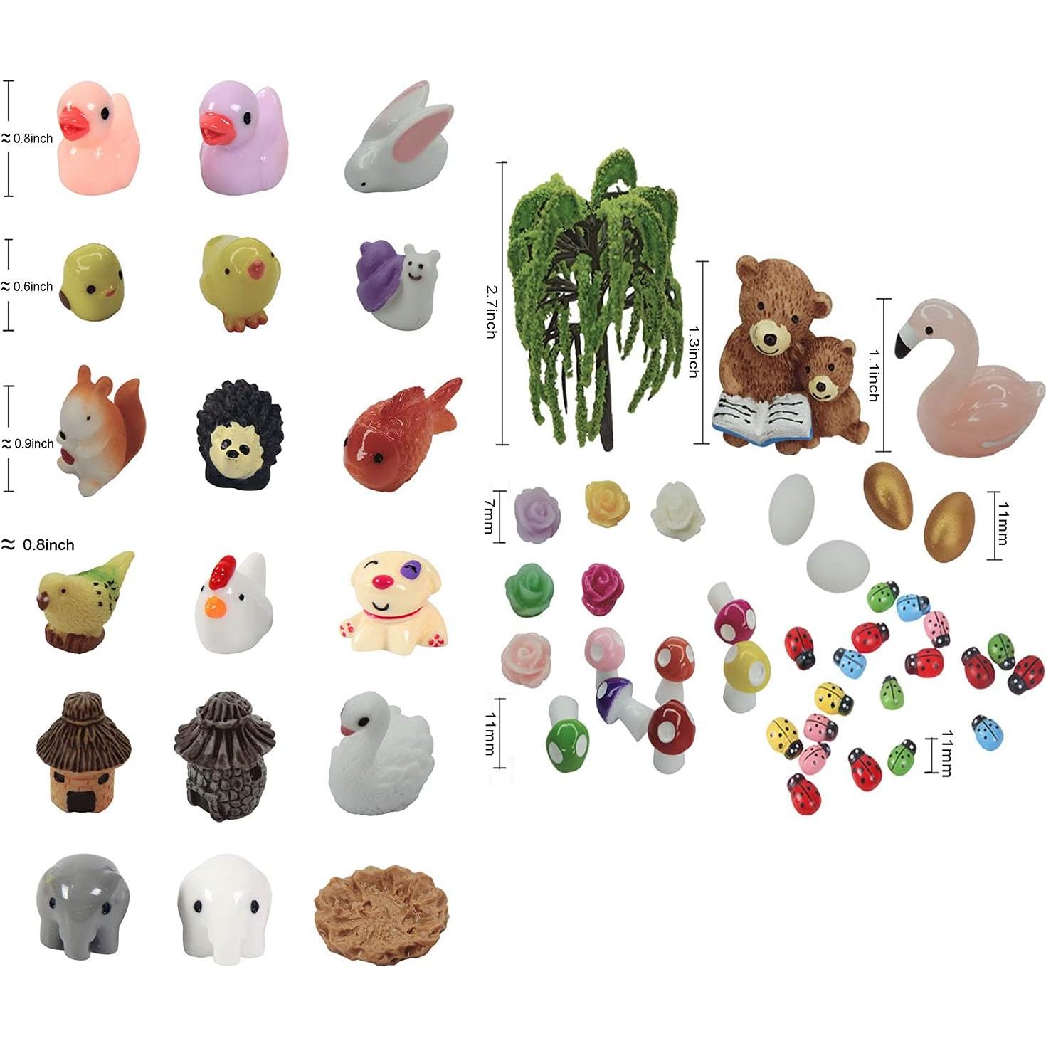 101 Piezas Animales Miniatura JKanruh para Jardín de Hadas