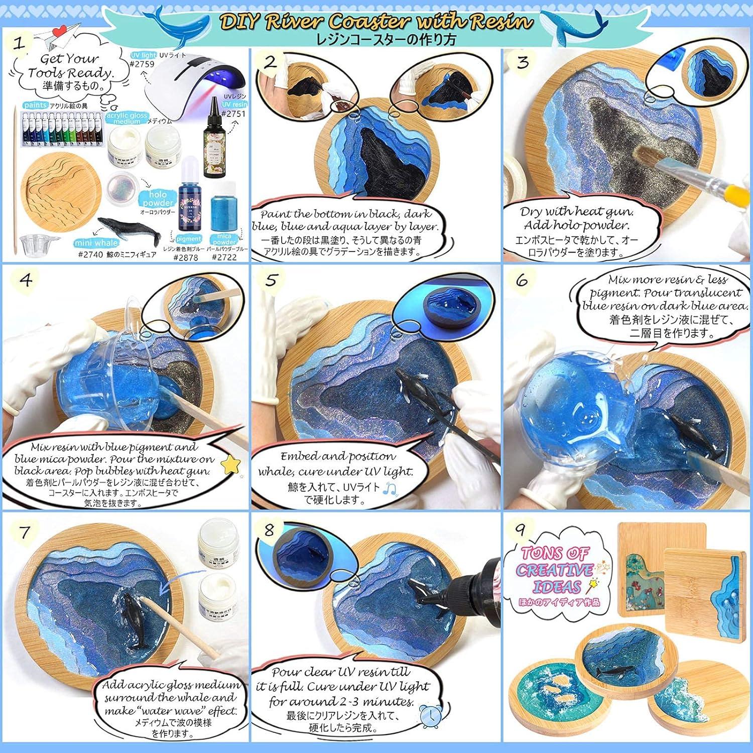 Juego de Posavasos de Madera FUNSHOWCASE 5 Piezas DIY Resina