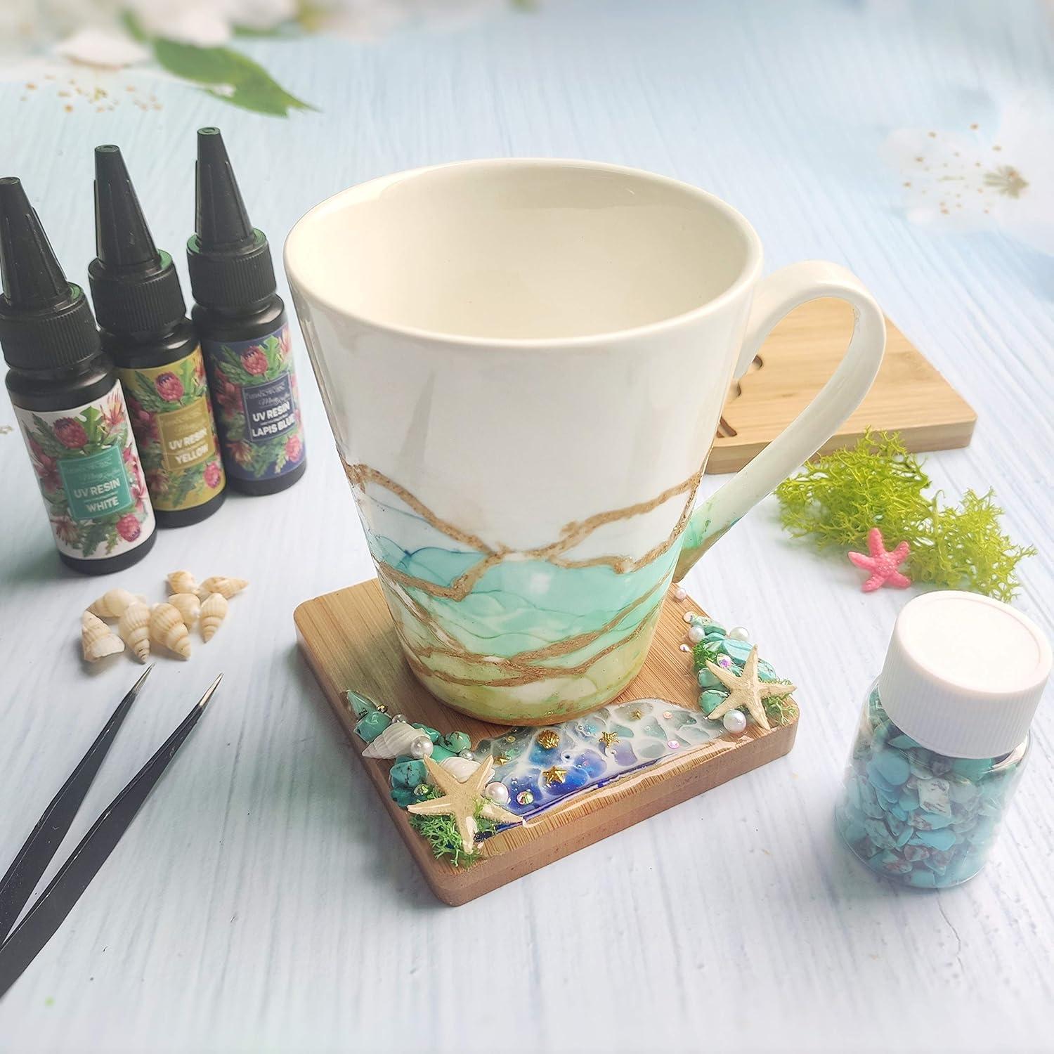 Juego de Posavasos de Madera FUNSHOWCASE 5 Piezas DIY Resina