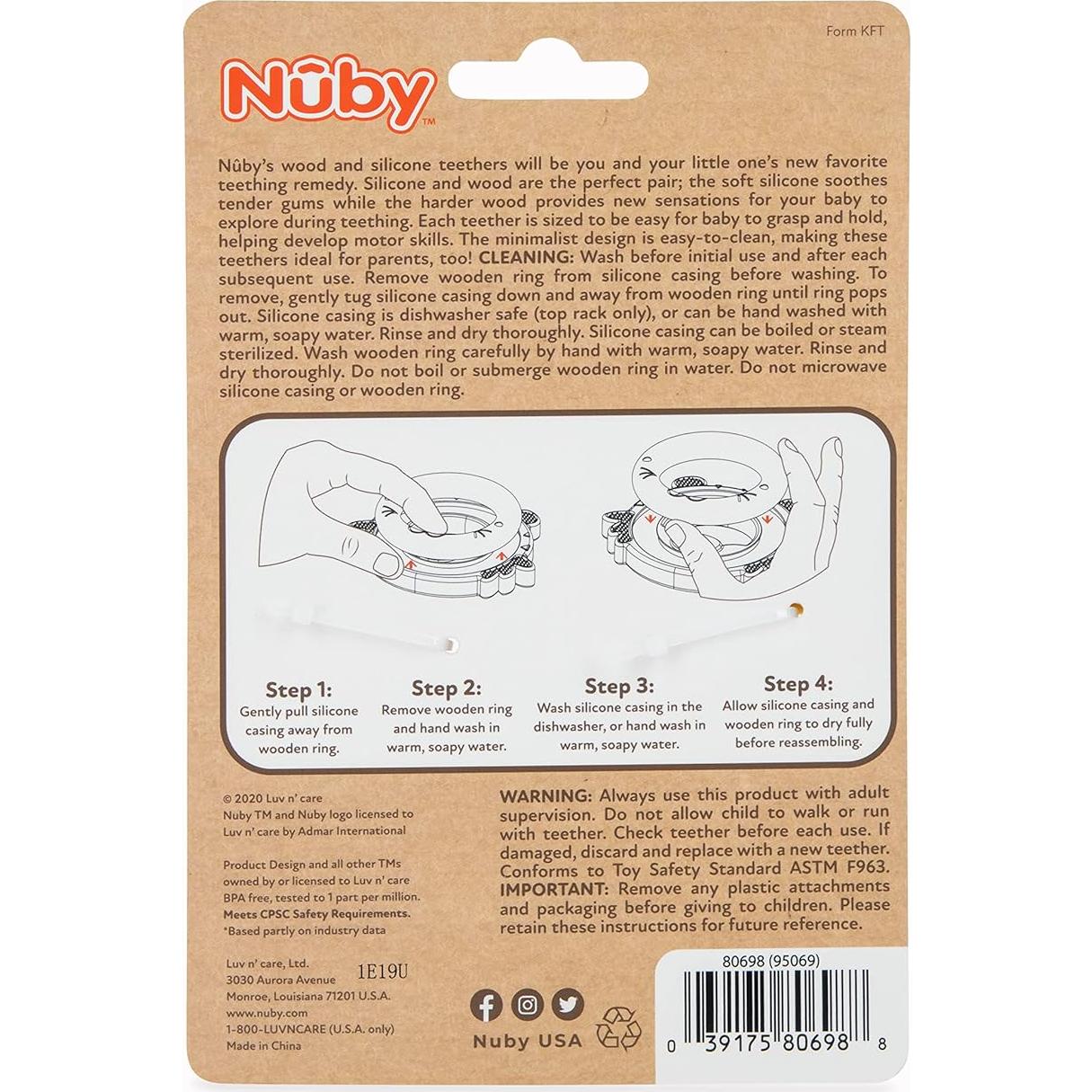 Mordedor Natural Nuby Jirafa Amarilla Silicona y Madera