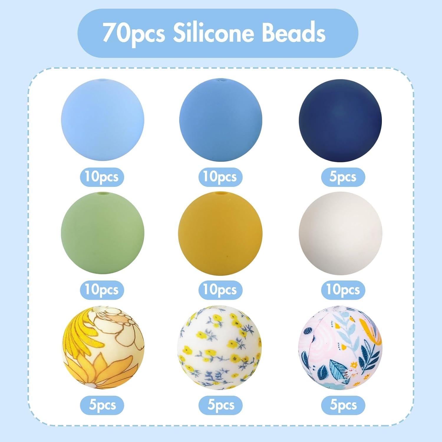 70 Perlas de Silicona IESCOO 15mm para DIY Floral
