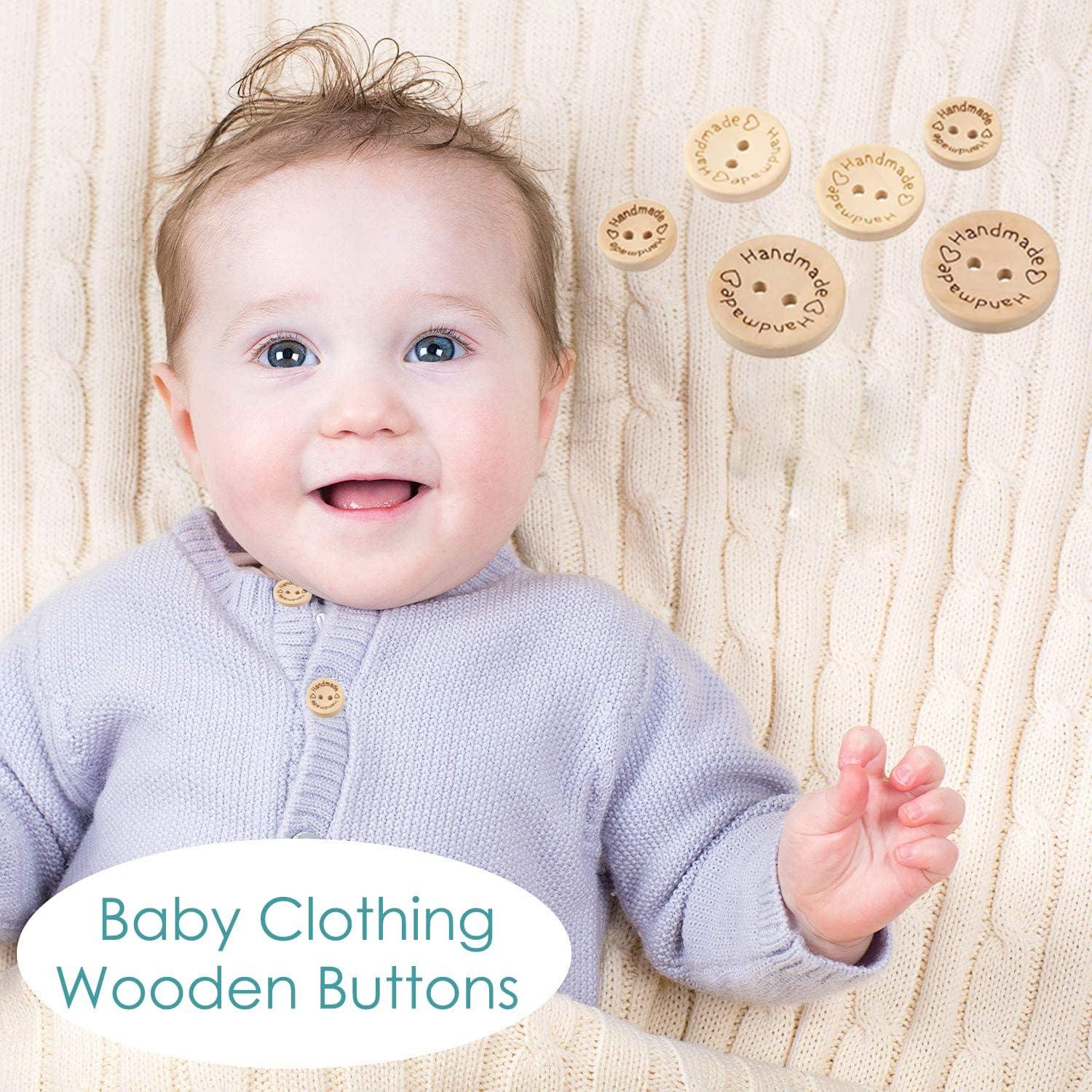 Botones de Madera Akittyya - 150 Piezas 15mm/20mm/25mm