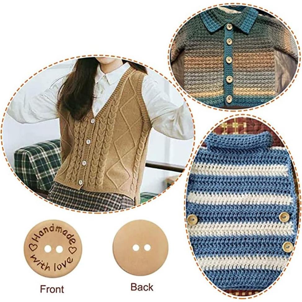 Botones de Madera Akittyya - 150 Piezas 15mm/20mm/25mm