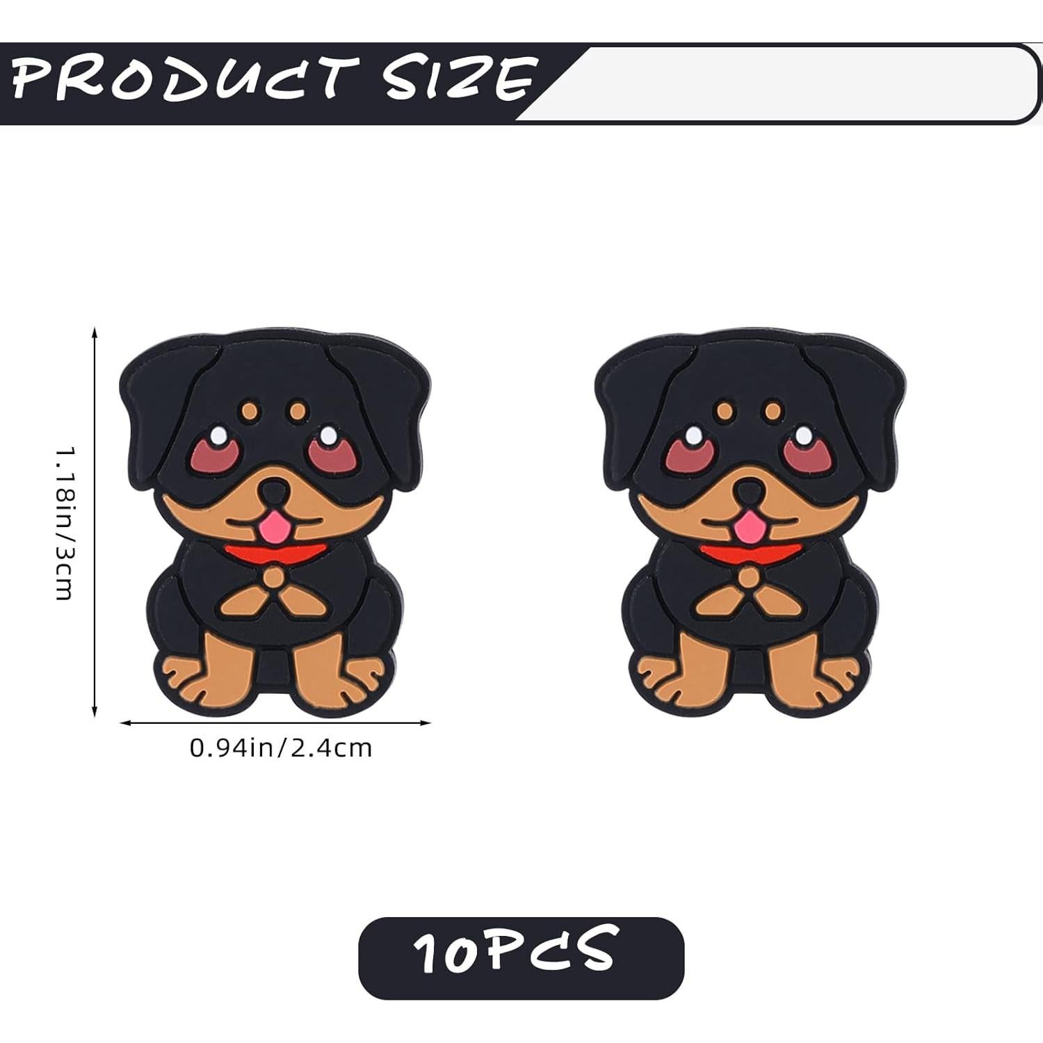 10 Perlas de Silicona Rottweiler HUAAPLEGO para Joyería