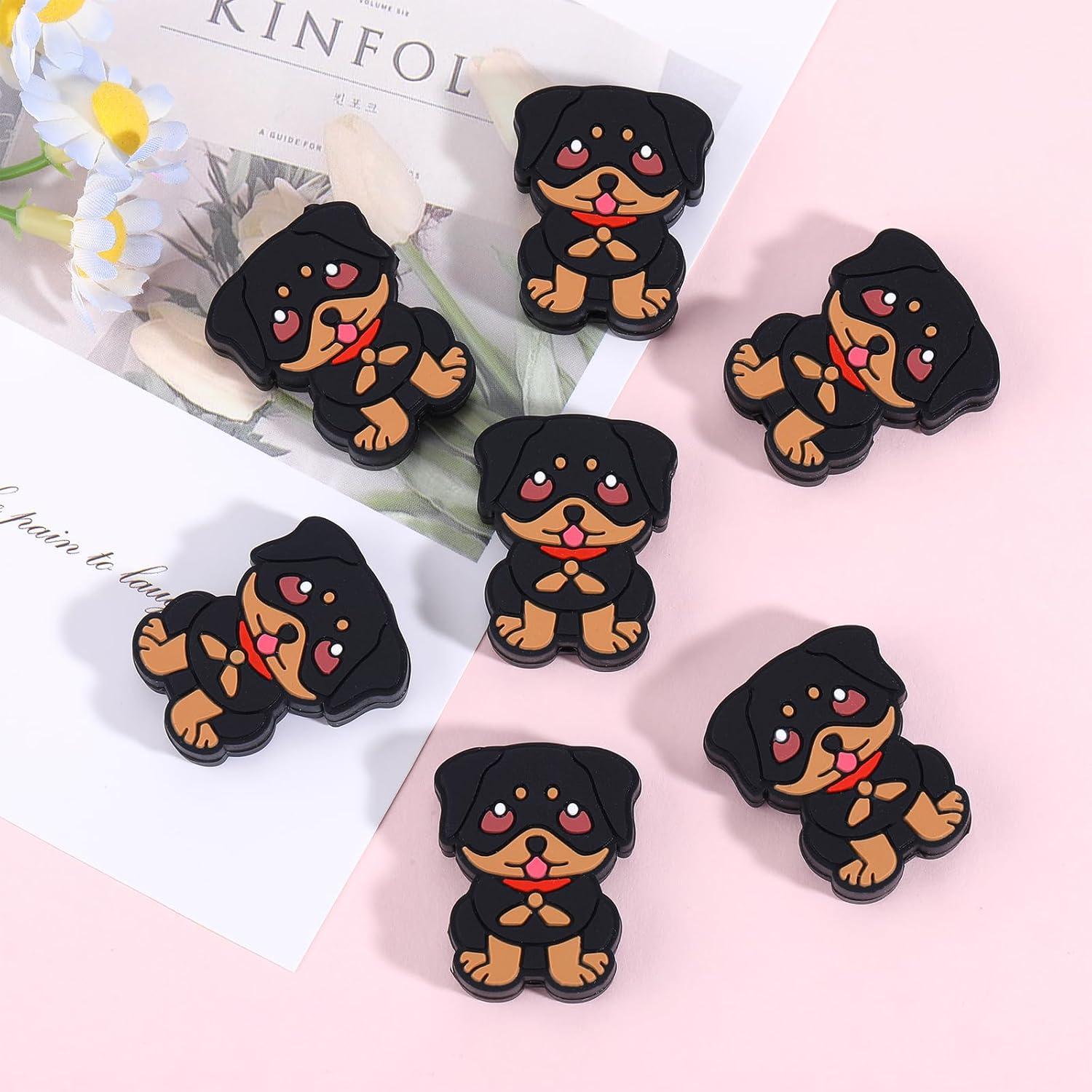 10 Perlas de Silicona Rottweiler HUAAPLEGO para Joyería