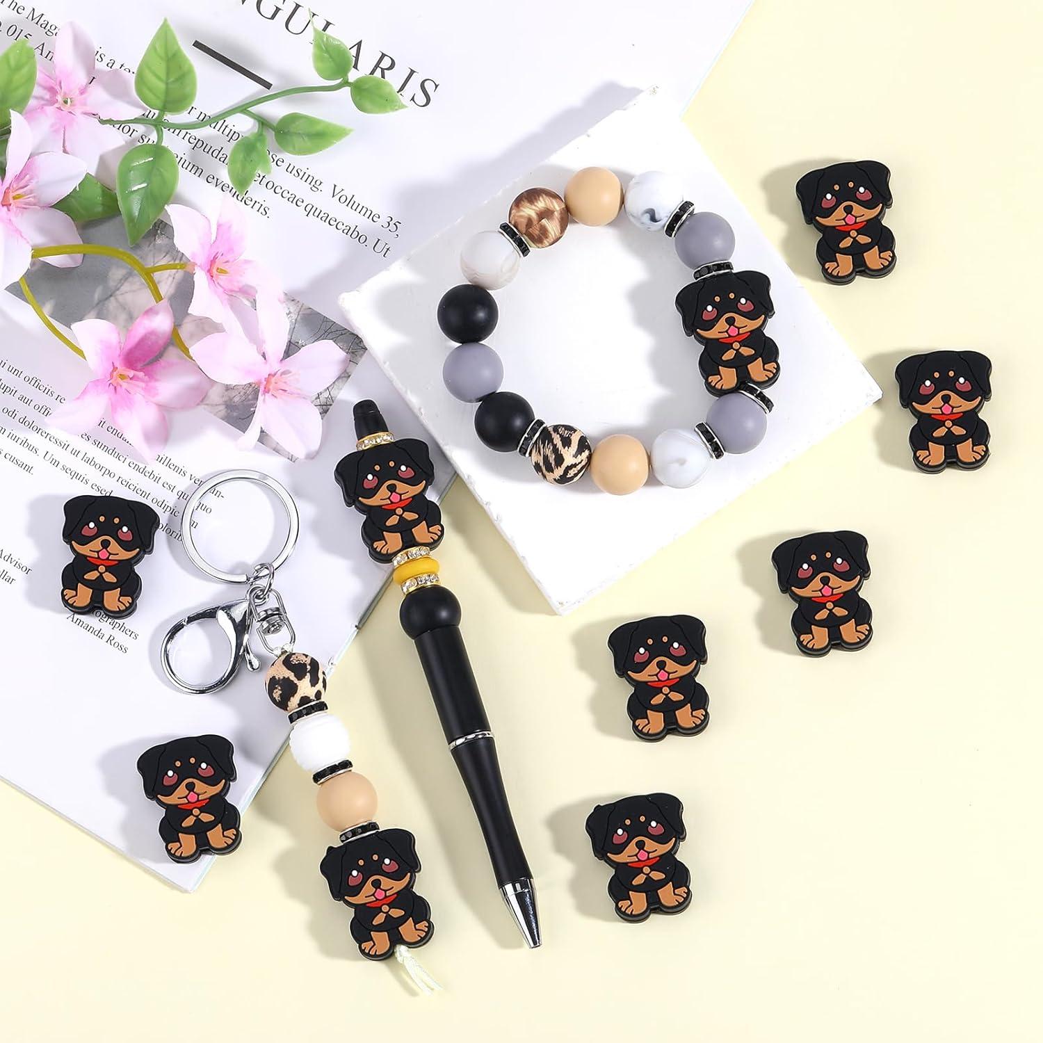 10 Perlas de Silicona Rottweiler HUAAPLEGO para Joyería